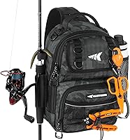 KastKing BaitSpace Fishing Sling Bag - Versatile Tackle Backpack with Rod Holder, Beverage Pocket & Water-Resistant Storage