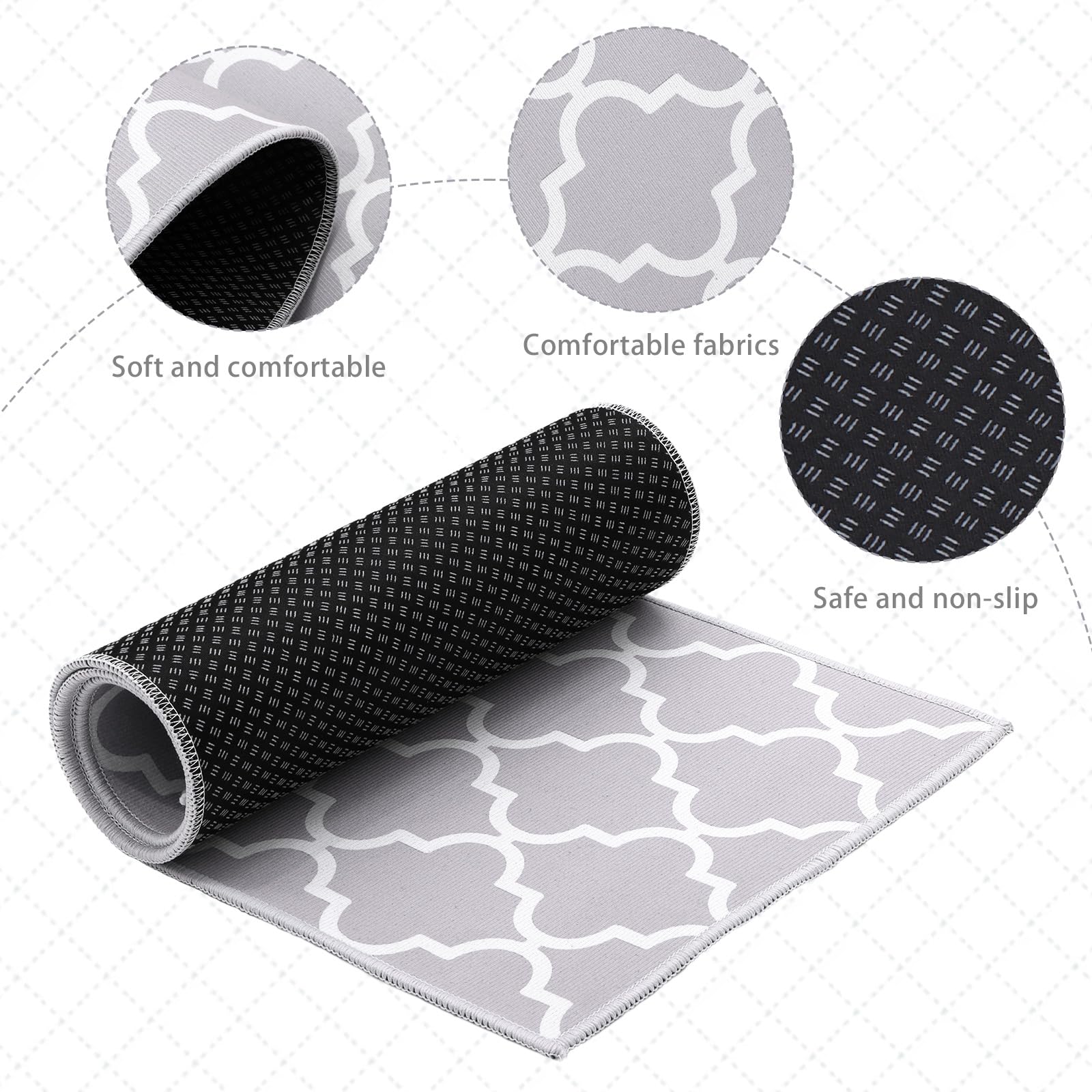 Tapis de Cuisine Antidérapant 2 Pièces 40x60cm+40x120cm Lavable Absorbant