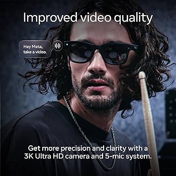 小物 Ray-Ban  Wayfarer Gen 2 Shiny Black Ray-Ban | Meta Wayfarer (Gen 2) - Shiny Black, Green lenses: Video