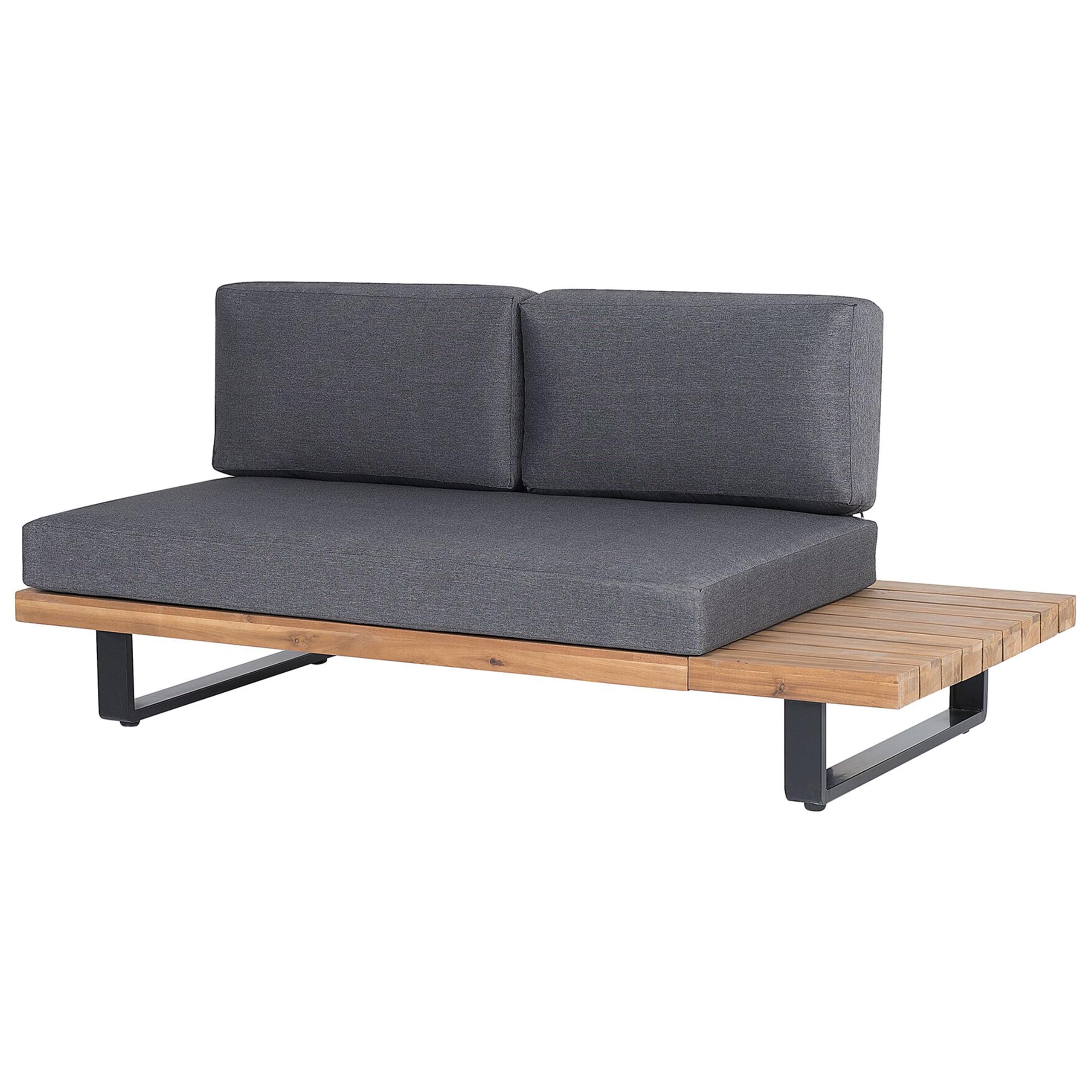 Beliani Lounge Set 5-Sitzer FSC Akazienholz Hellbraun mit Auflagen grau Modern Mykonos