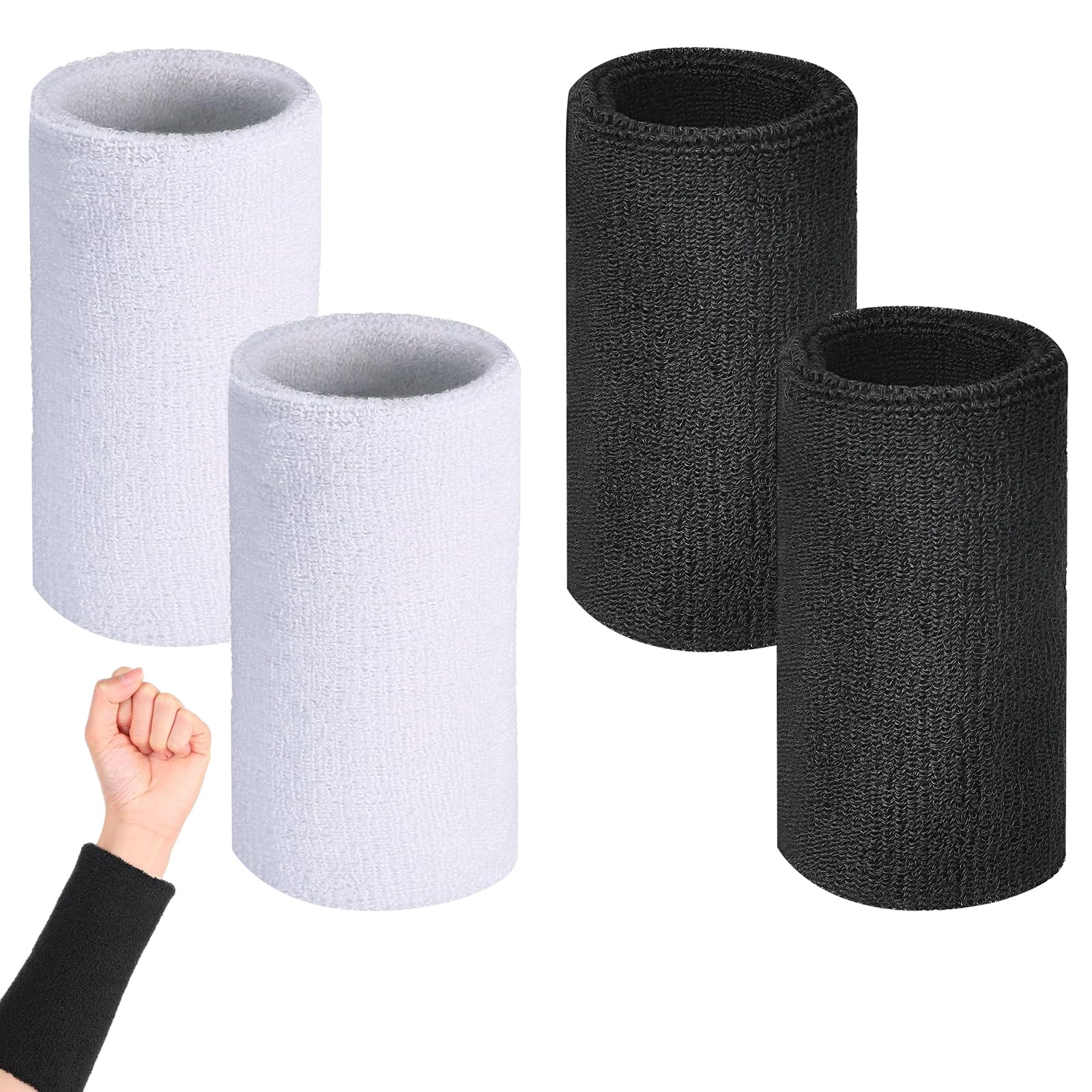 Lot De 4 Bandeaux De Sport Absorbants - Noir, élastique, Pour Homme, Femme, Enfant, Tennis, Running, Fitness - 7