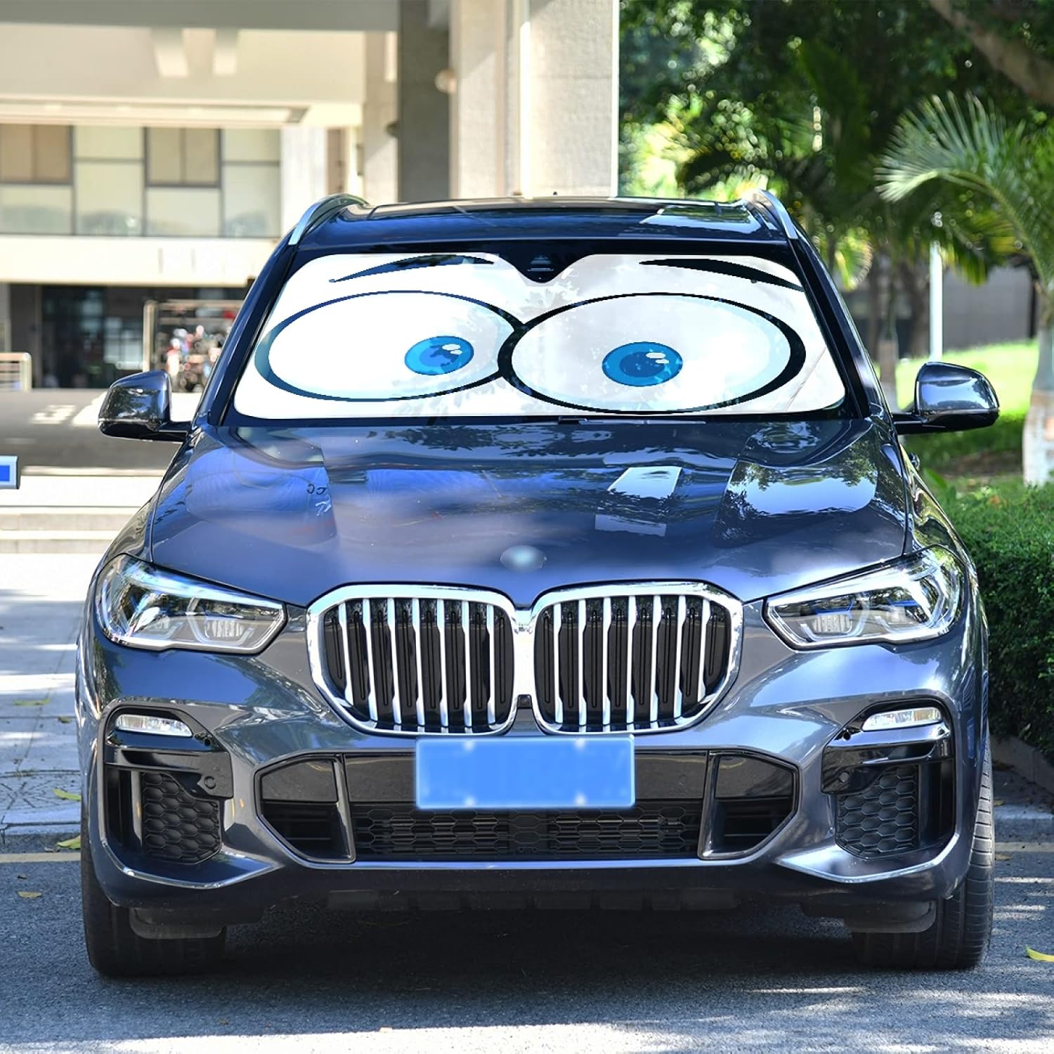 One Bear Cartoon Funny Eyes  Car Sun Shade