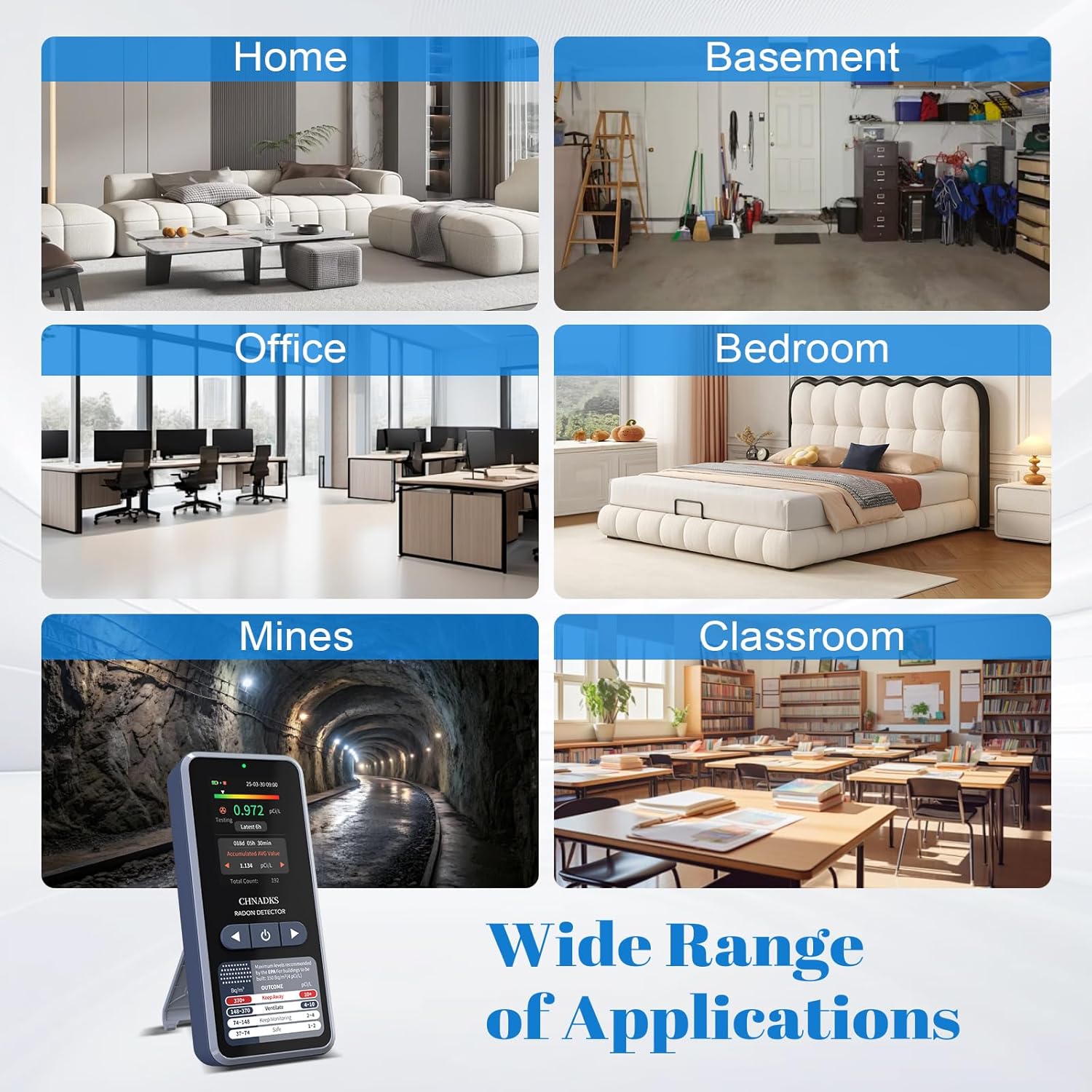 RM-66 Radon Detector for Home, Portable Radon Monitor with TFT Color Display, Audible & Visual Alarm, Easy-to-Use, Rechargeable Type-C, Long-Term Monitoring in pCi/L or Bq/m³ - Image 7