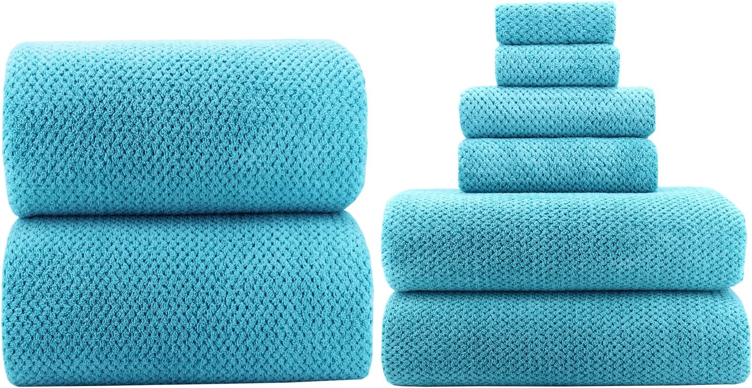 YTYC Towels,2 Piece 39x78 Inch Oversized Bath Sheets 2 Piece 29x59 inch bath towels sets 2 Hand Towels 2 Washcloth Towels Ultra Soft Highly Absorbent Extra Large Microfiber Shower Towels 80% Polyester