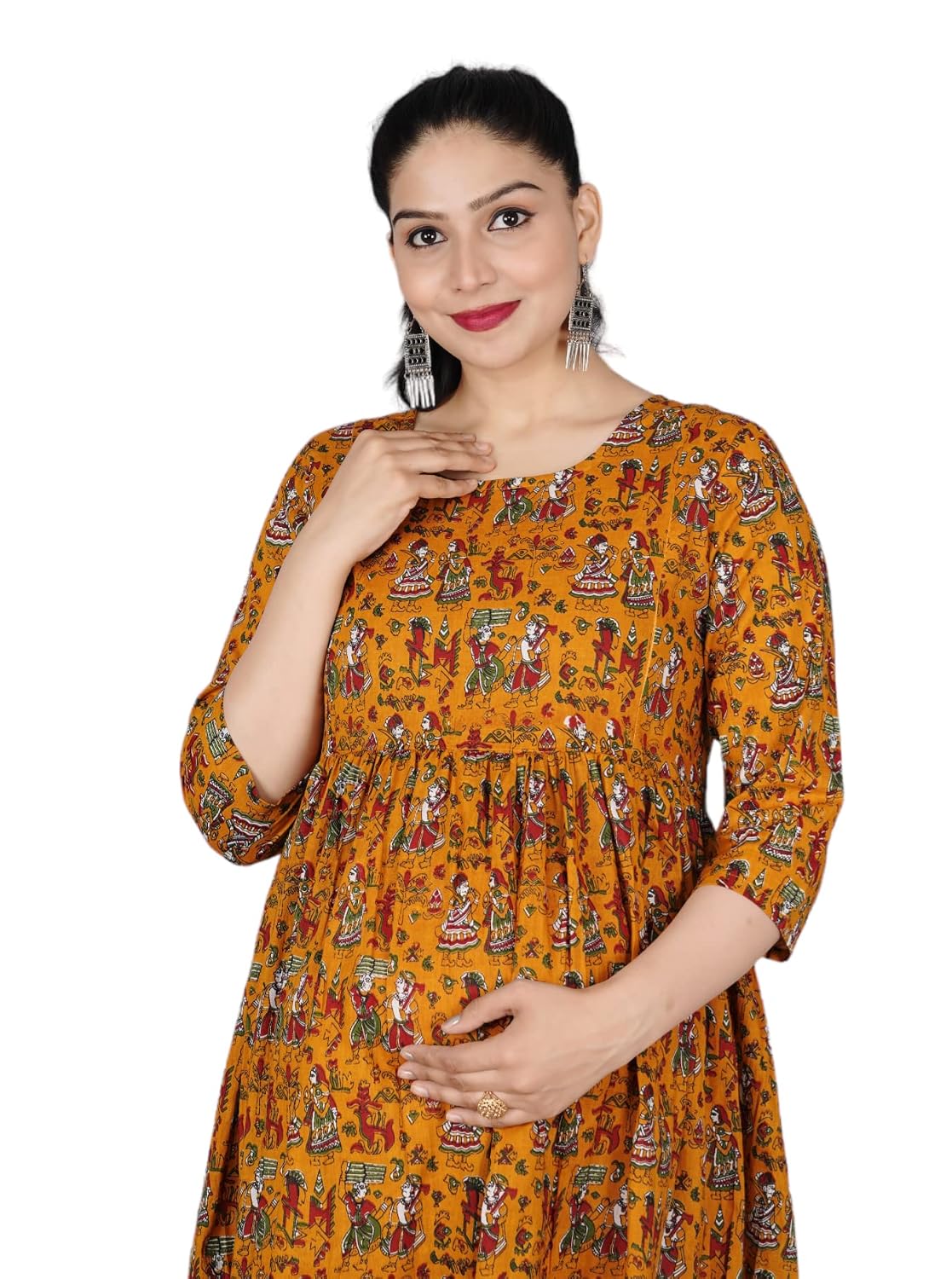 TANISHA Women's Maternity Feeding Anarkali Kurti (Pre & Post Pregnancy Dress)