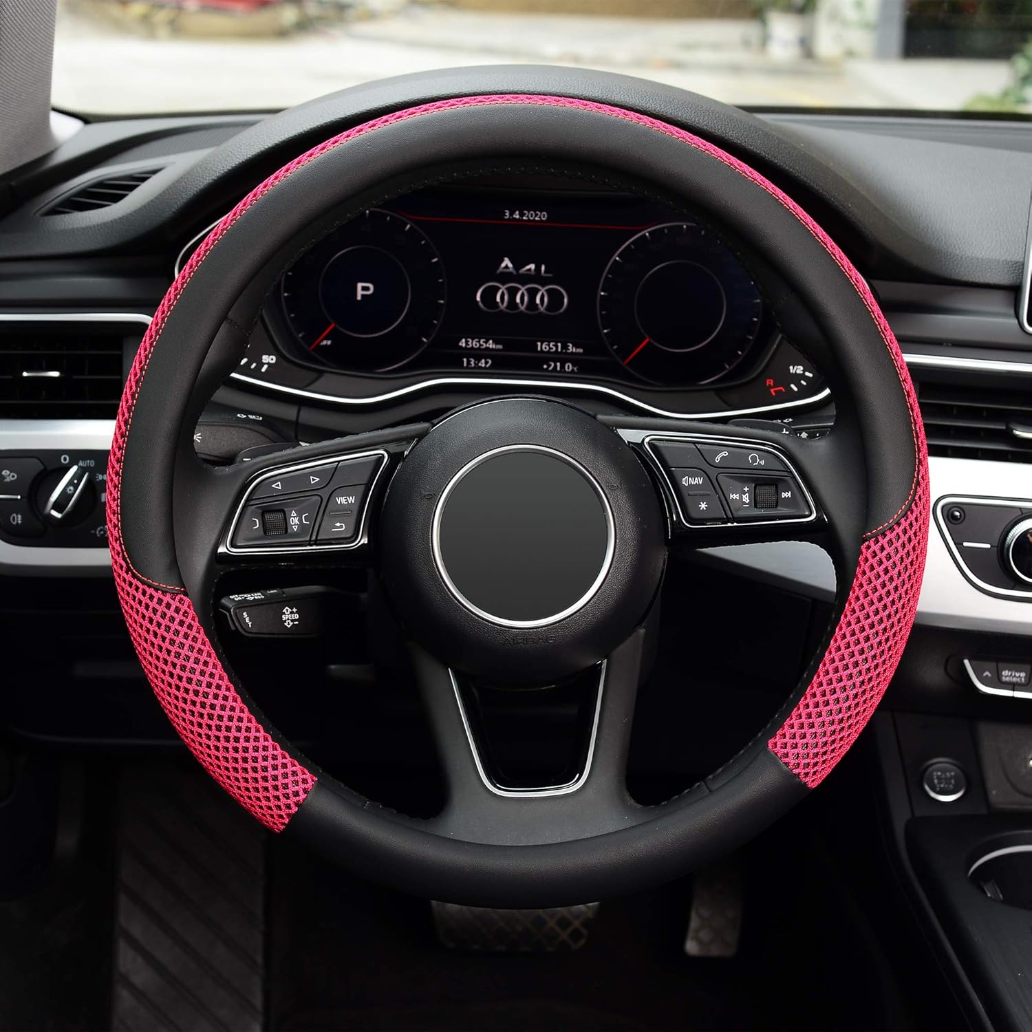 KAFEEK Steering Wheel Cover, Universal 15 inch, Microfiber Leather Viscose, Breathable, Anti-Slip,Warm in Winter and Cool in Summer, Black : Automotive