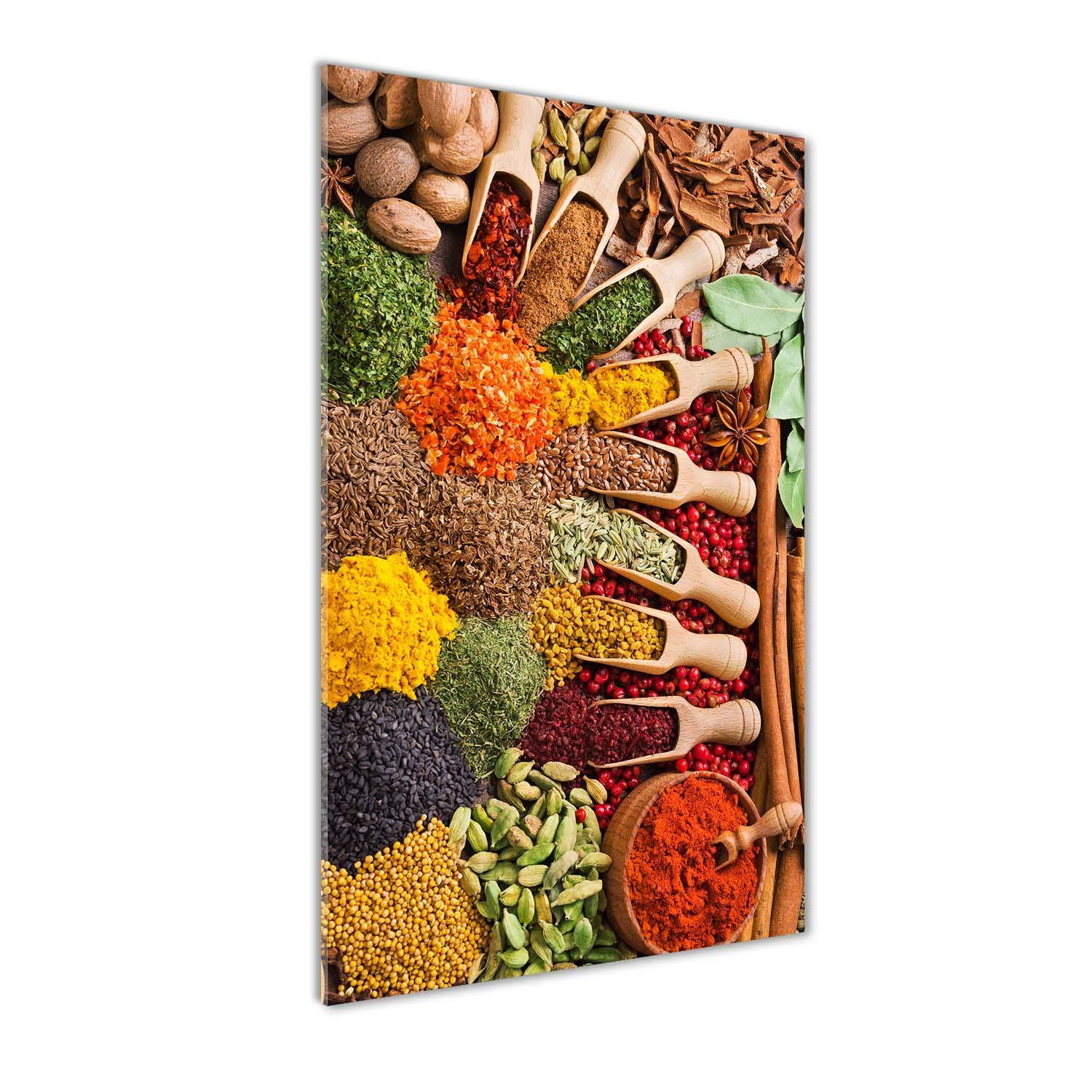 Épices multicolores tableau en verre 60x120 cm anti-taches pour mur de cuisine