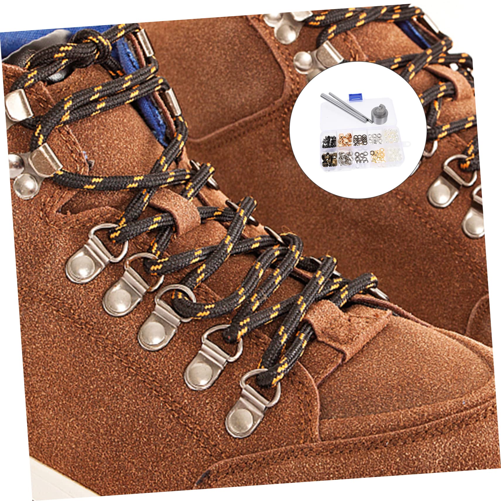 Angoily U Förmige Schnürsenkelhaken aus Reinem Kupfer Runde Boot Haken Langlebige Reparaturschnallen für Wanderschuhe Installieren Leicht und Tragbar DIY Schuhzubehör