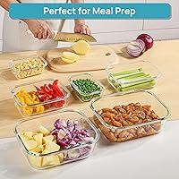 Vista 3 de Vtopmart 2.26L/76oz Extra Large Glass Food Storage Containers with Lids, 6 pack Meal Prep Container Set, Airtight Lunch Boxes with Snap Locking Lids