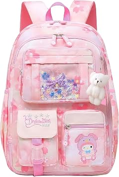 Aryan School Bags for Girls, 26L Kids Backpack Cute Refrigerator Door Rucksack for Primary and Secondary School Pink