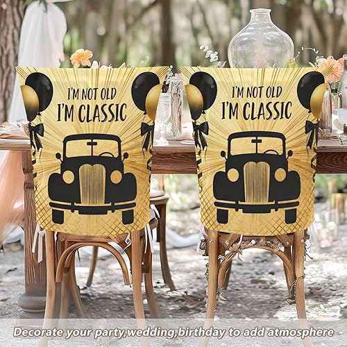 Miniatura 5 de Decor Retro 70s Car Gold Black Chair Seat Cover Washable for Home Decor Set of 2 Decorative Club Chair Slipcover protectores de sillas para comedor