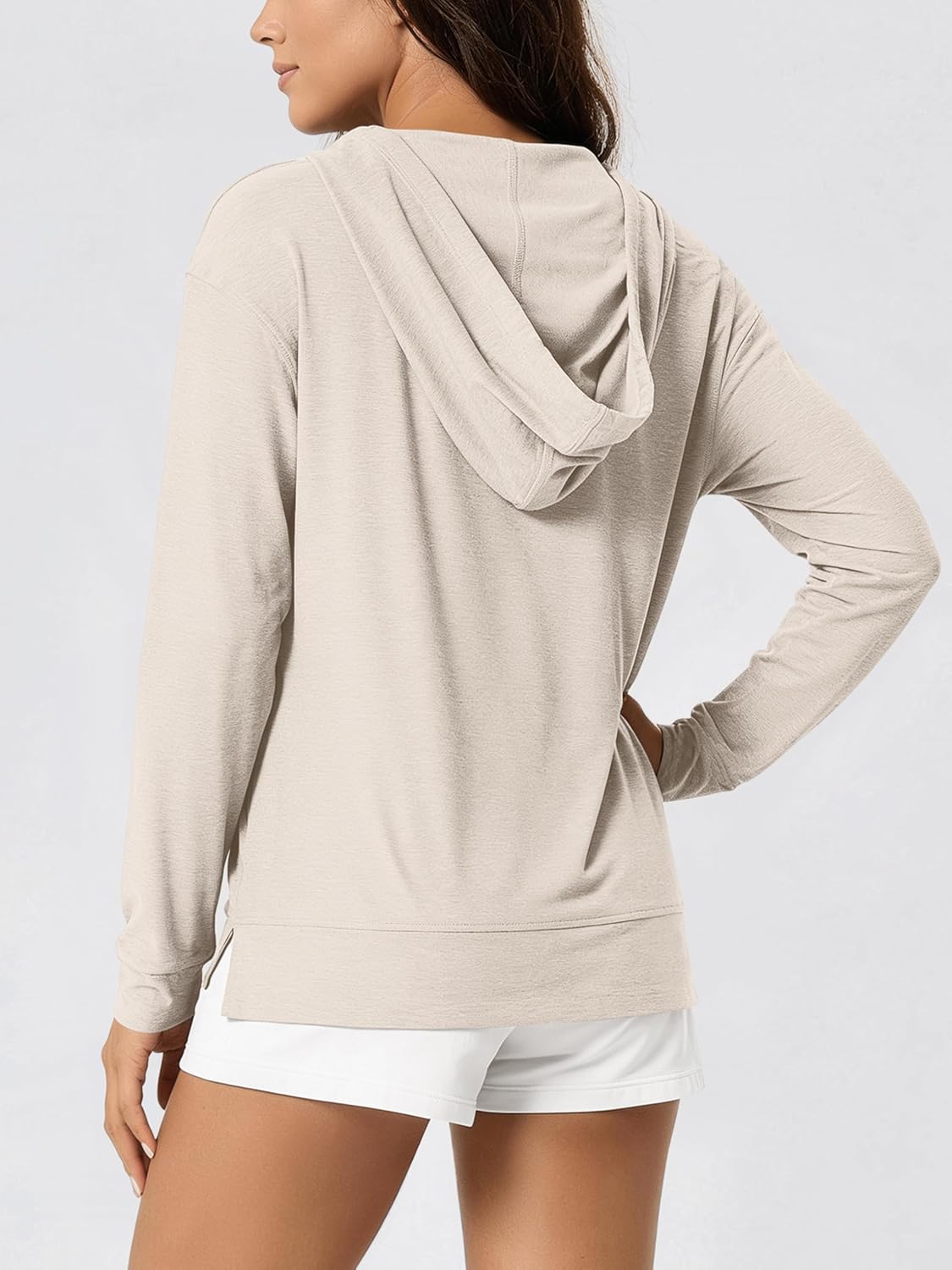 ODODOS Women's V-Neck Oversized Hoodie - Ultra Soft odSTRATUM Tech Pullover, Side Slit Long Sleeve Tops with Kangaroo Pocket image 3