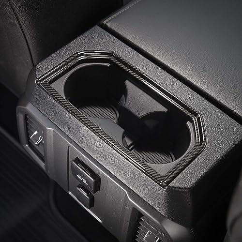 Miniatura 4 de Voodonala Para F150 ABS Fibra de Carbono Trasero Portavasos Trim Marco para Ford F150 2016-2019, 1 unidad