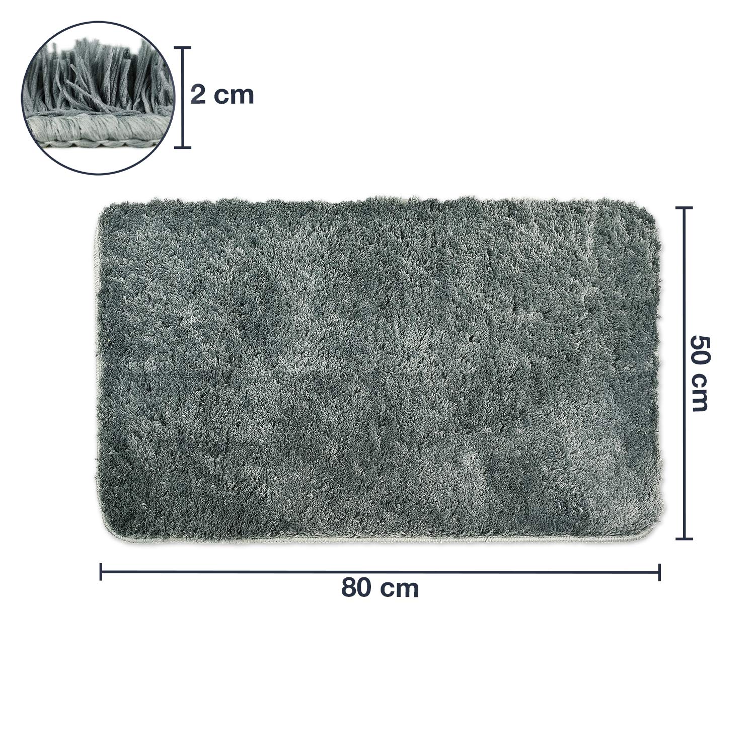 Tappeto Da Bagno Assorbente 50x80 Cm Lavabile In Lavatrice - Grigio Morbido Per Doccia E Cucina - 5