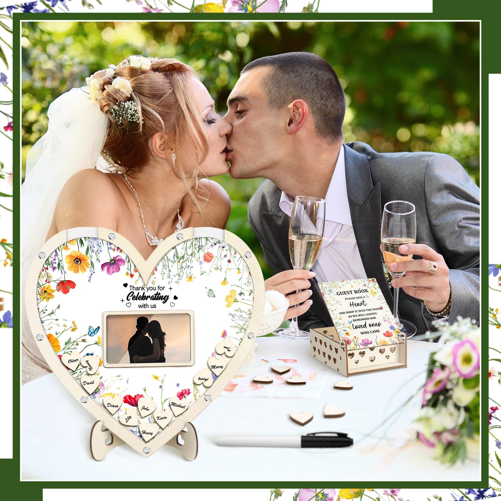 Amazon.com: Chunful Hearts Guest Book Alternative with 100 Wooden