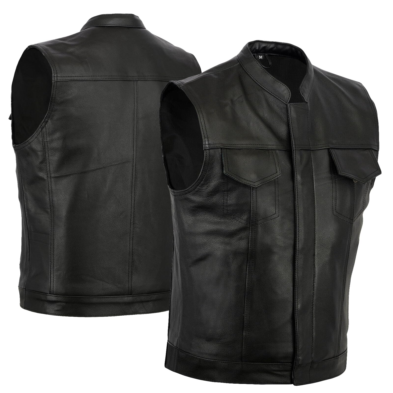 Bikers Gear Australia Men's Lv1010-xl The Revolver Black Naked Leather Motorcycle Vest Waistcoat Cut Australian Bikers Gear, Black, XL UK