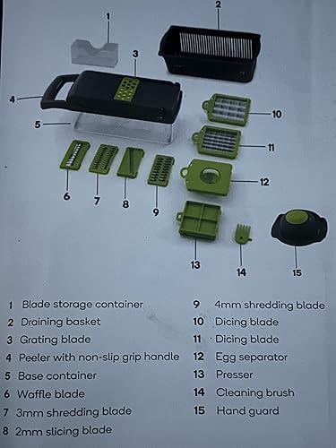 Miniatura 3 de Cortador de cebolla multifuncional de mano 12 en 1 cortador de frutas rebanador de papas pelador manual de verduras