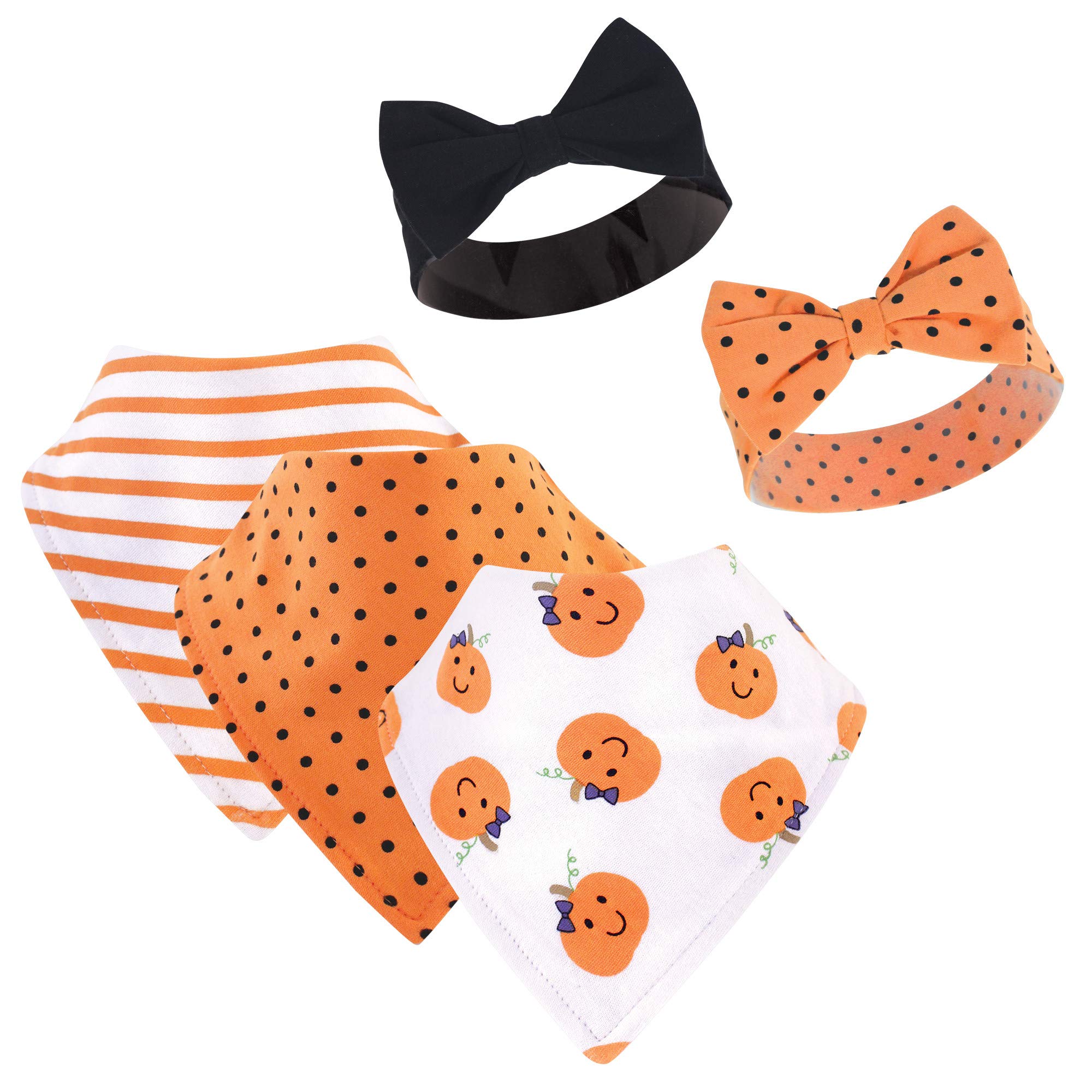 hudson baby Bawełniany zestaw śliniaków i opasek na Uniseks - niemowlęta Cotton Bib and Headband Set