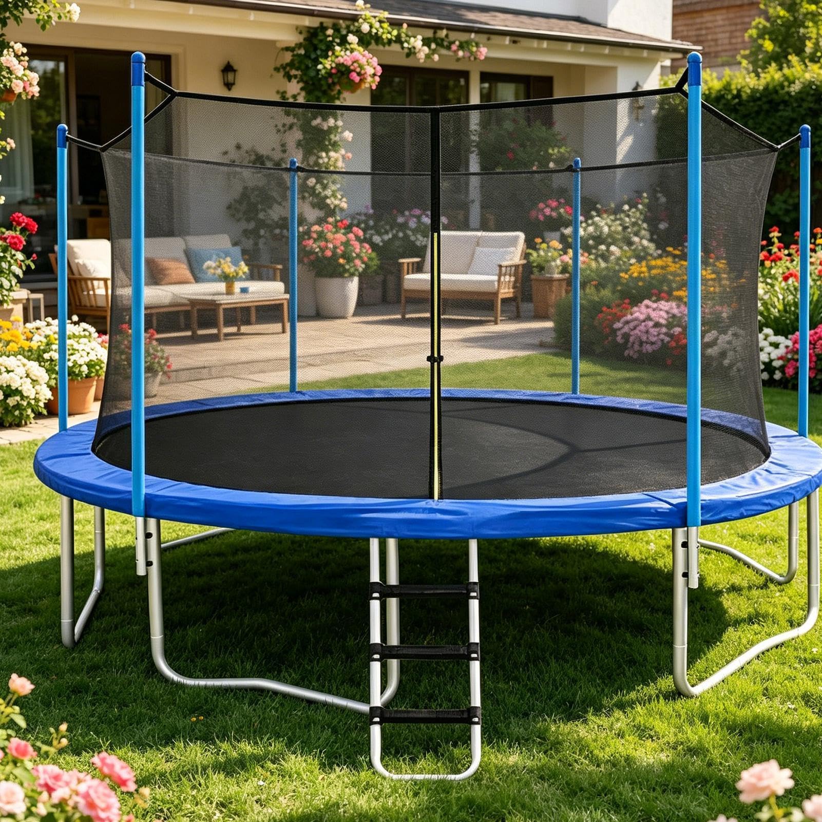 Rete di Sicurezza per Trampolino Barriera di Protezione per Telaio Rotondo | Rete di Recinzione per Trampolino per Parco Giochi Esterno, Giardino, Campeggio, Palestra Domest