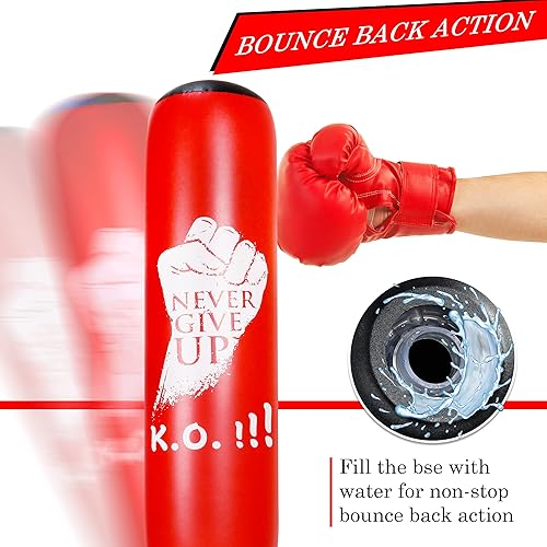 Miniatura 9 de Punching Bag with Stand Adult - Free Standing Punching Bag for Adults - 63" Men Standing Boxing Bag Inflatable Kickboxing Bag