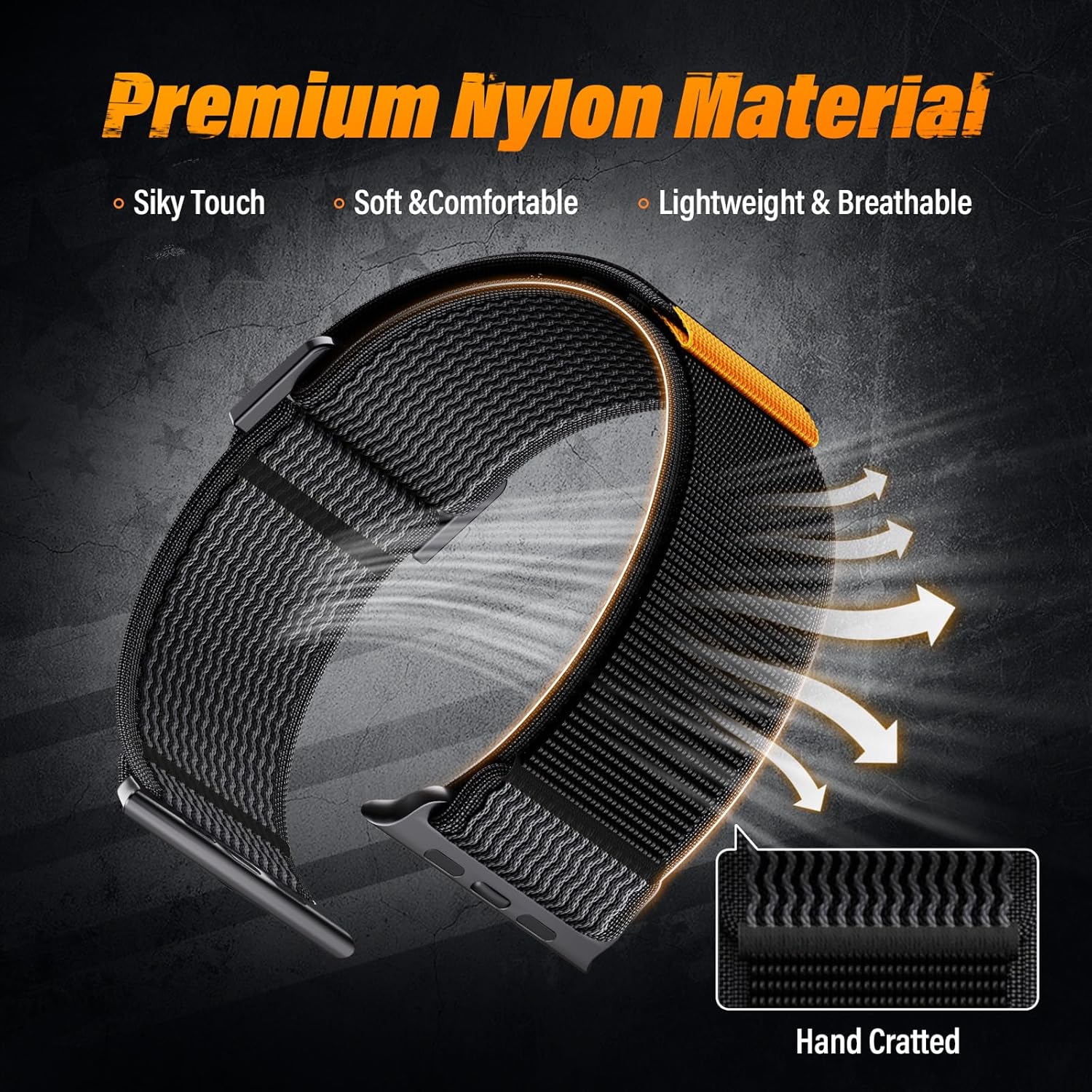 Nylon Sport Ultra 3 Watch Bands for Apple Watch/Ultra 2/1/Series 11/10/9/8/7/6/SE/5/4/3 Men iWatch Bands Men,Elastic Fabric Flag Wristbands Strap for Apple Watch Ultra 3/2/1 49mm 46mm 45mm 44mm 42mm 41mm 40mm 38mm - Image 5