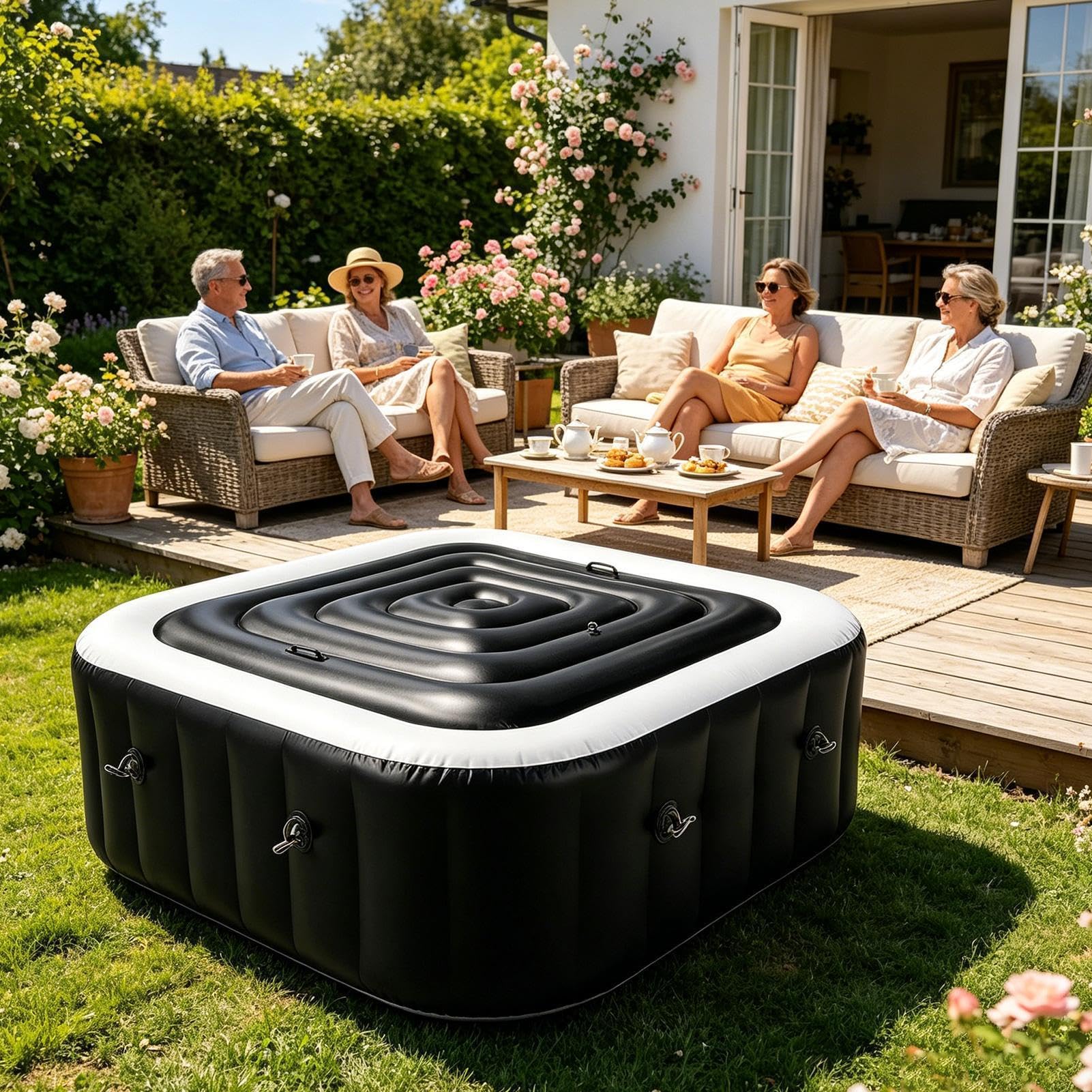 Copertura gonfiabile per vasca idromassaggio portatile leggera coperchio per vasca da bagno a risparmio energetico | Gonfiabile quadrato vasca da bagno coperchio per interni ed esterni vasca da bagno casa hotel acqua estate