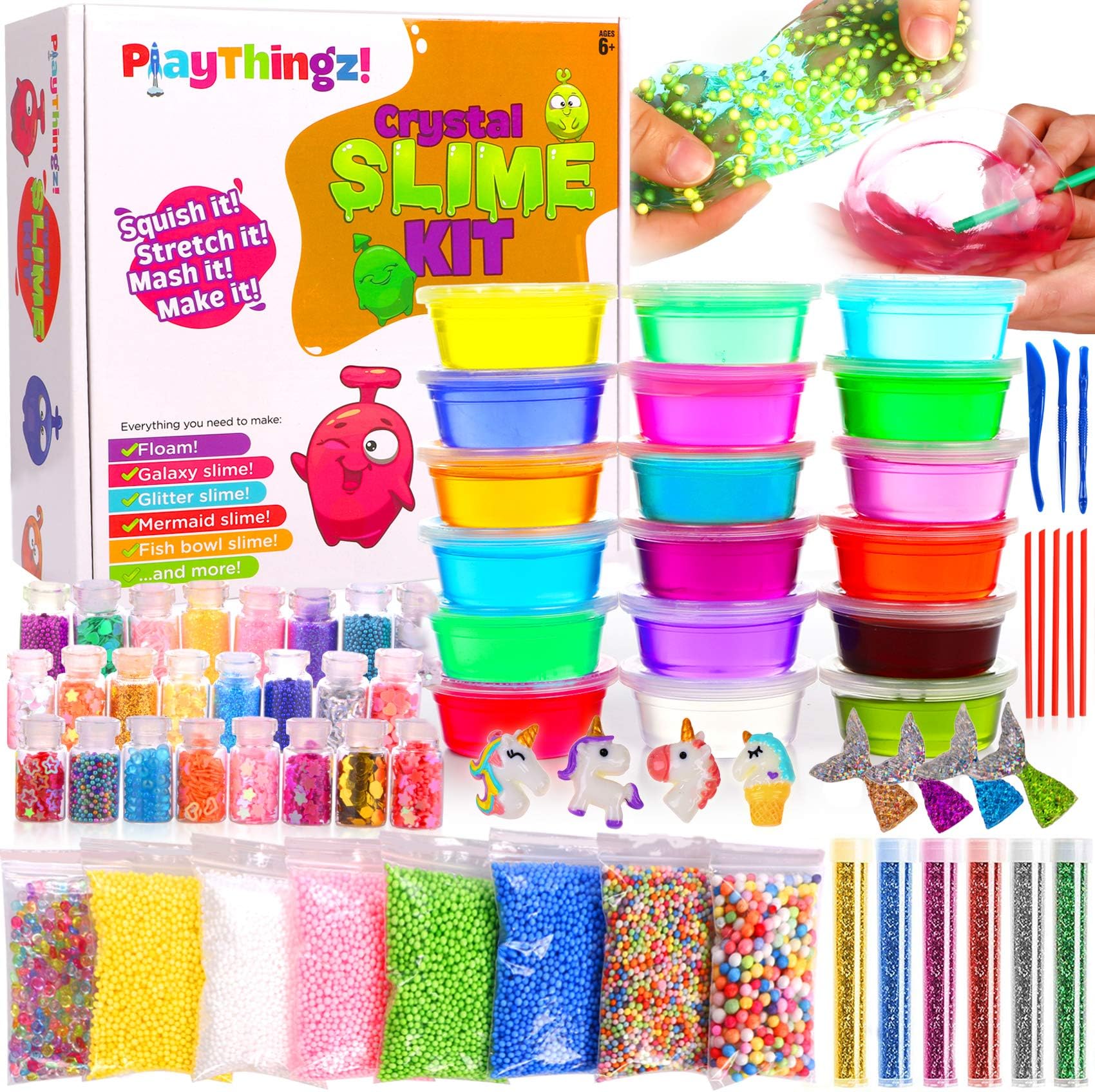 VICTONY DIY Slime Kit for Girls Boys - Ultimate Slime Making Kits - Slime Supplies - 18 Slime Containers add ins Floam Beads