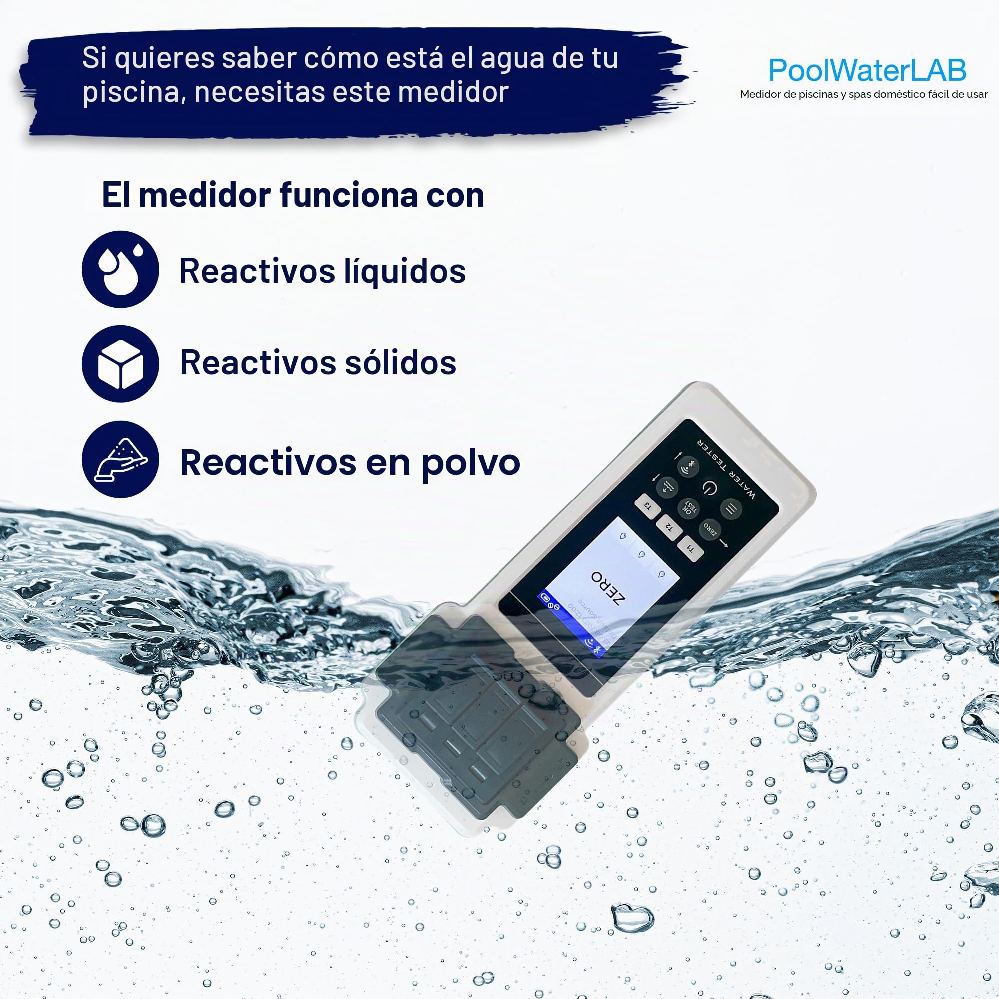 Pool LAB 2.0 Set especial: 27en1 funciona con reactivos líquidos y sólidos,probador de agua electrónico con 70pastillas de prueba incluidas, probador eléctrico de piscina,medidor de fotómetro