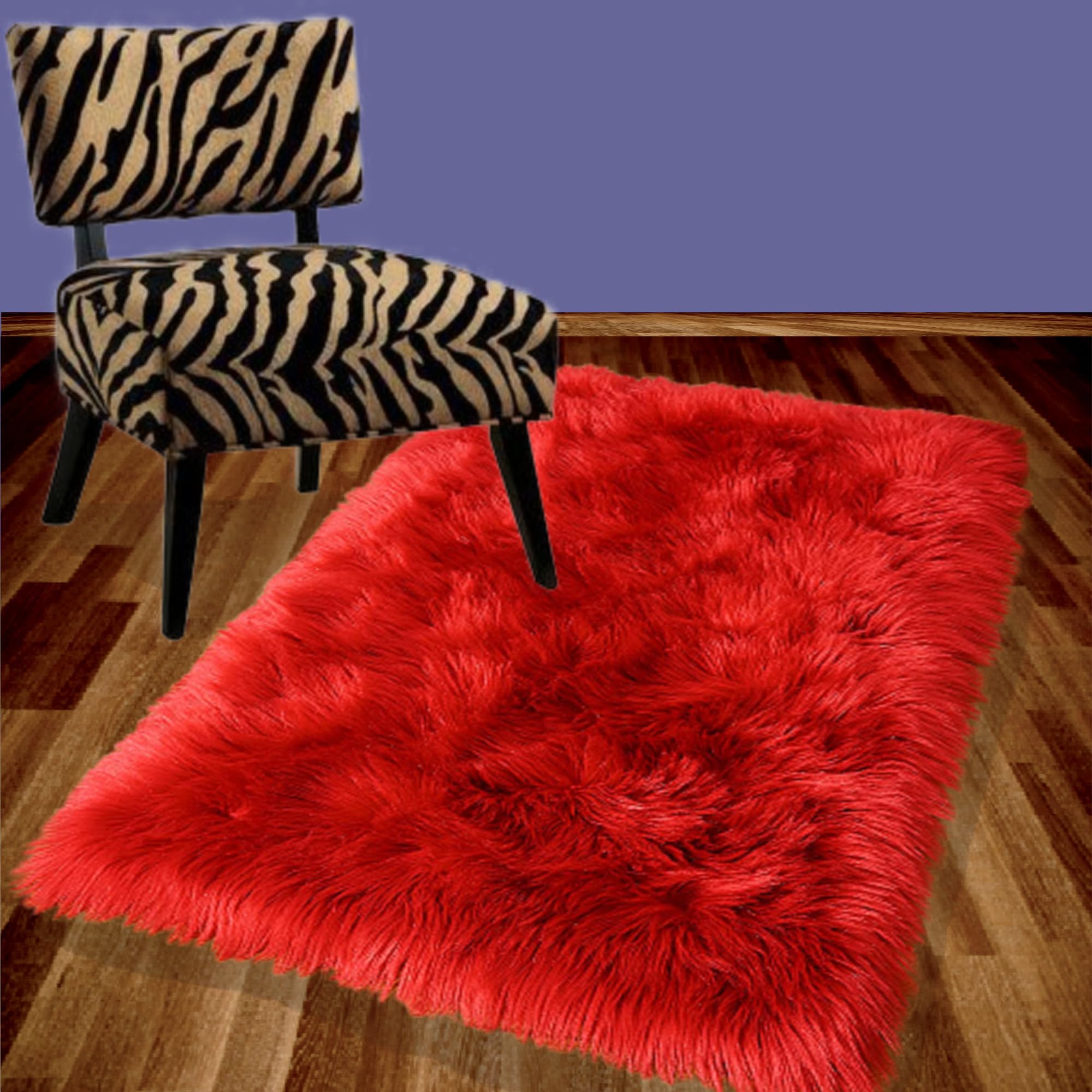 Amazon.com: Fur Accents Bright Red Area Rug, Rectangle Rug, Faux