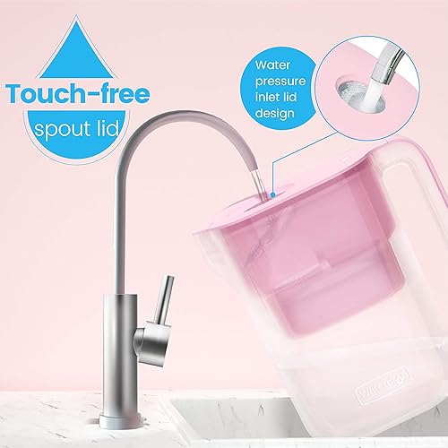 Miniatura 16 de Waterdrop Jarra de filtro de agua con 1 filtro, 5 veces su vida útil, dura 200 galones, para refrigerador, encimera y regalo, reduce PFOA/PFOS