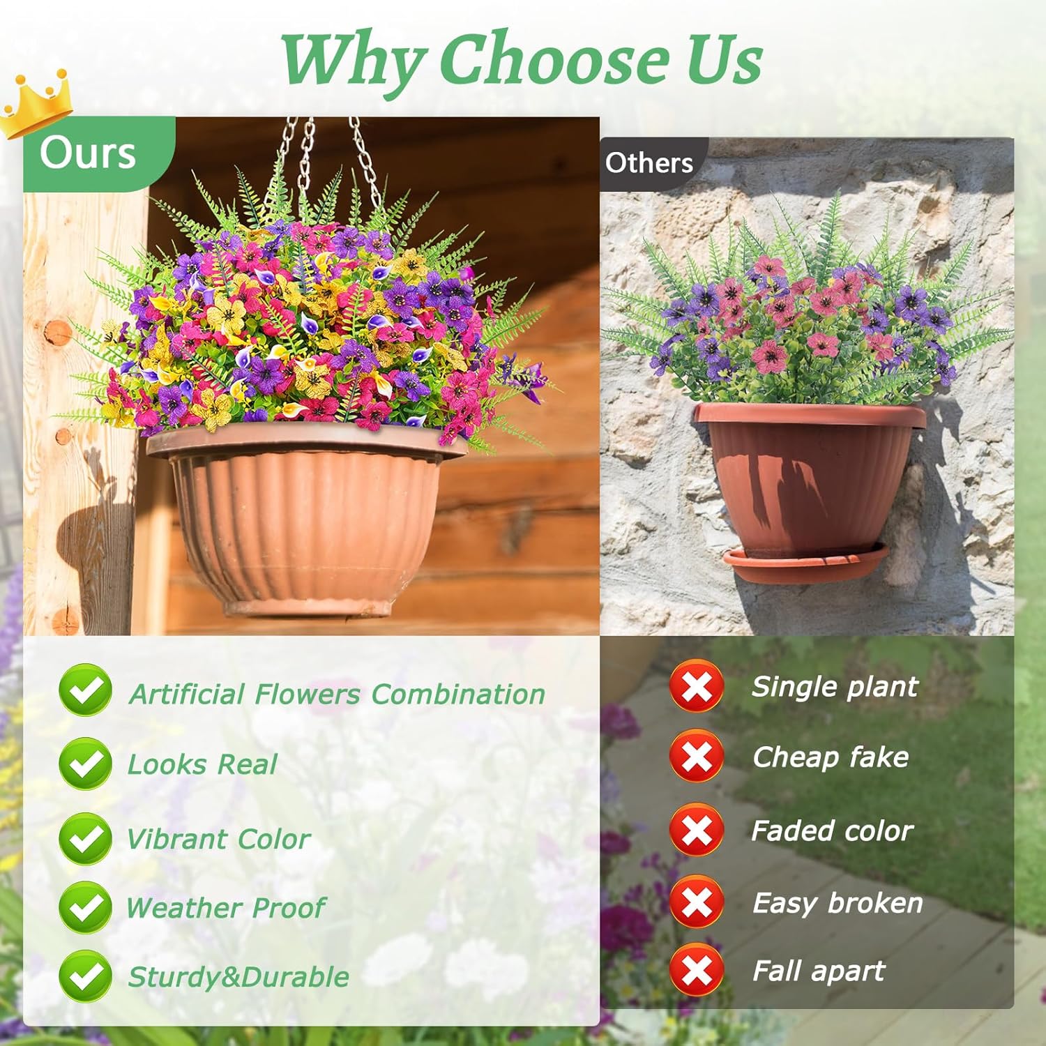 BLEUM CADE Artificial Flowers for Outdoors, 14 Bundles Faux Plants Outdoor Artificial Flowers for Decoration, UV Resistant Fake Flowers Artificial Plants & Flowers for Outdoors Garden Decor - Image 5