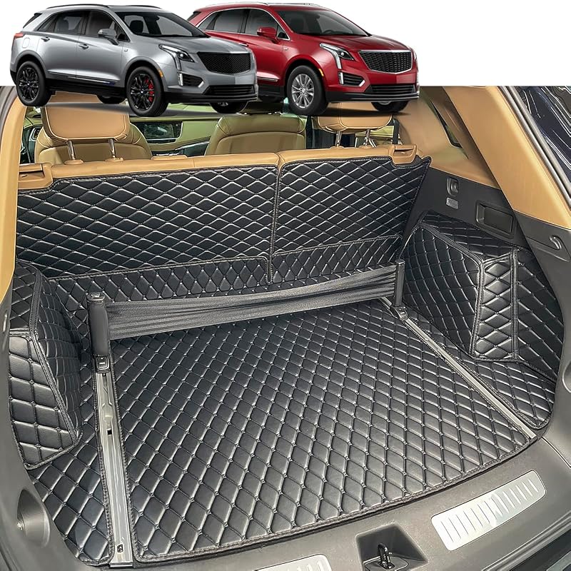 Forro para Porta-Malas com Painéis Laterais para Cadillac XT5 2017–2026, Sistema de Gerenciamento de Carga, Couro Sintético, Preto, 1 unidade