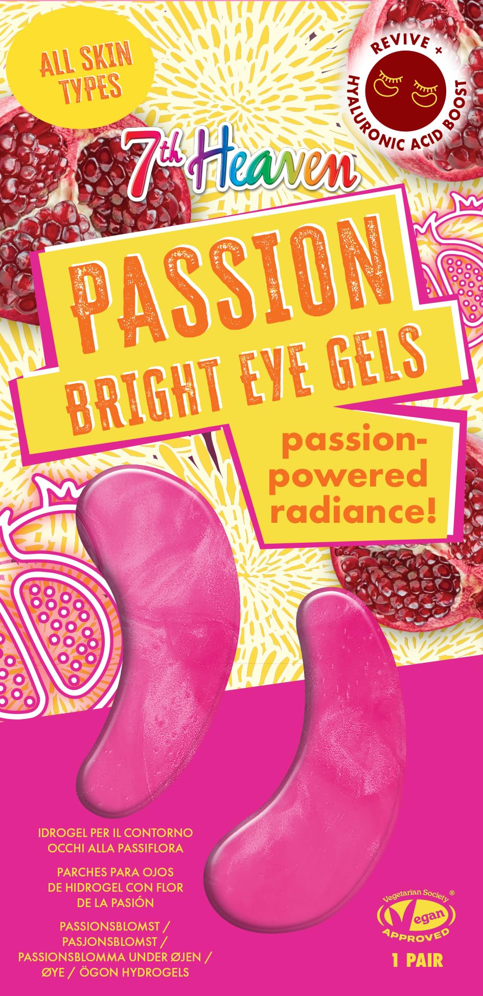 7th Heaven Passion Bright Eye Gels with Hyaluronic Acid - 1 Pair of Under Eye Hydrogel Patches