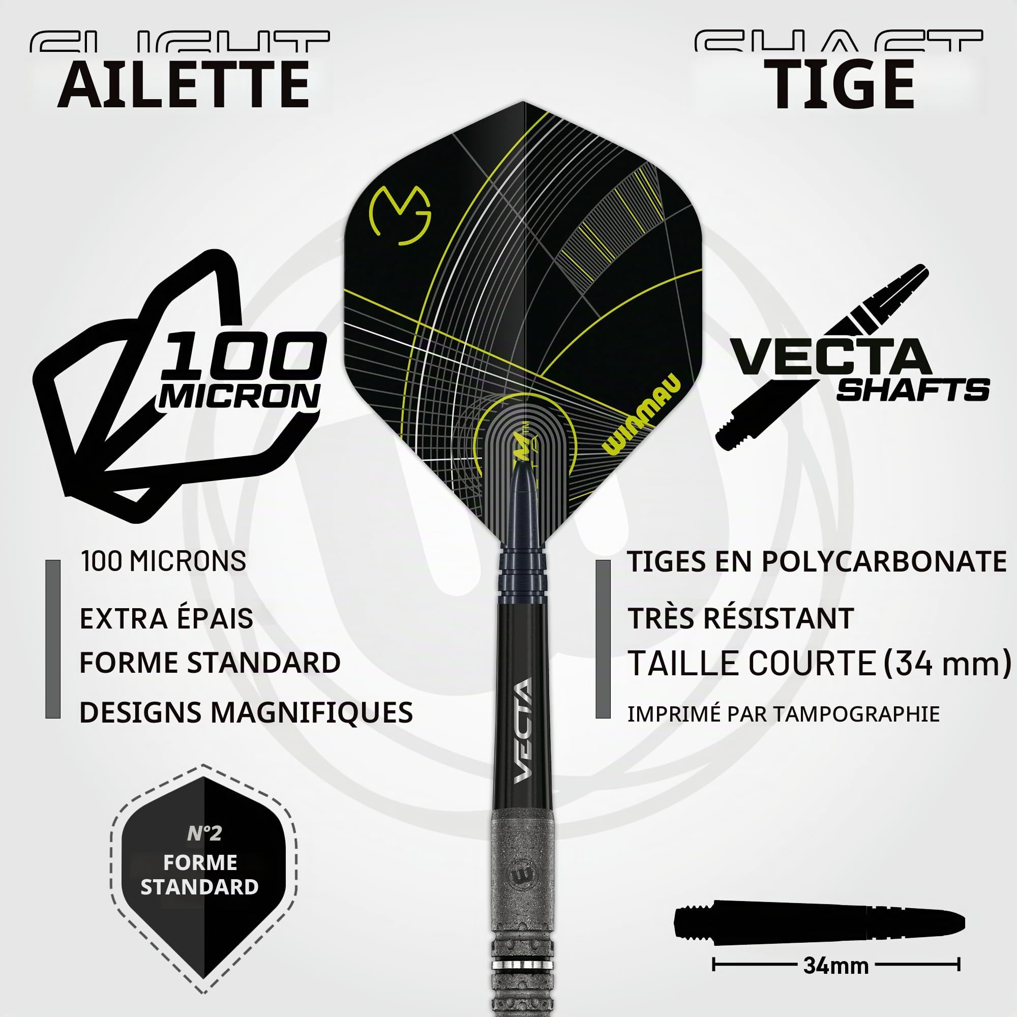 WINMAU Michael Van Gerwen MvG Signature Edition – Fût de 18 g / poids total 20 g – 90 % tungstène – Jeu de fléchettes professionnelles à pointe souple avec vols de fléchettes et tiges
