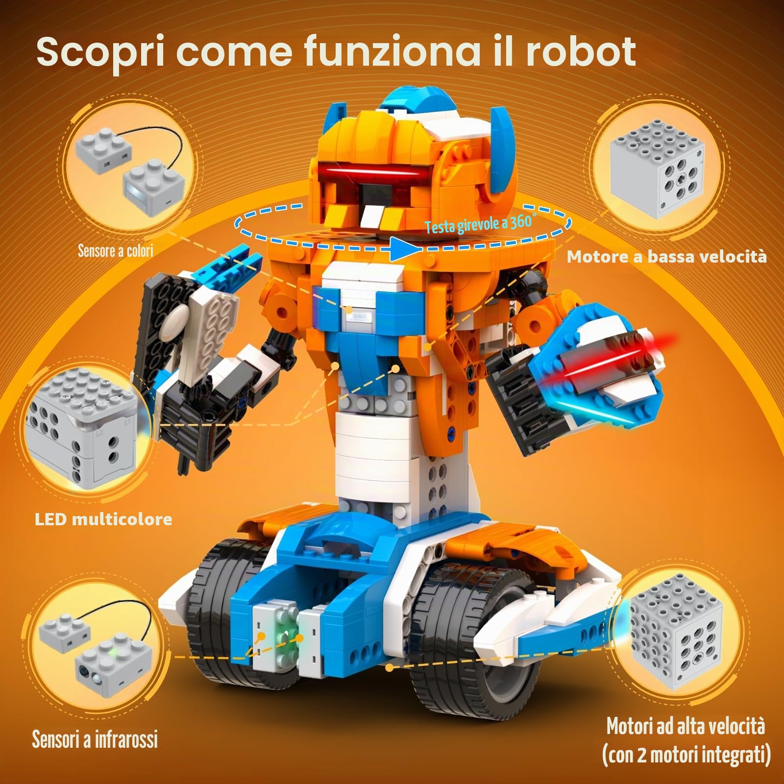 Apitor Robot X, Giocattoli robot STEM per bambini 8-12, giocattolo di codifica per ragazzi 8+ anni, giocattoli STEM, kit di costruzione robotica 12 in 1, kit scientifico per bambini, regali