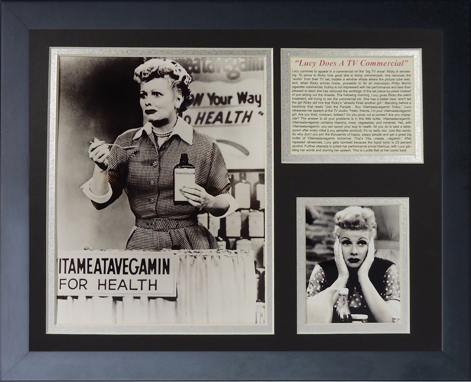 Legends Never Die I Love Lucy Vitameatavegamin Framed Photo Collage, 11x14-Inch, (16064U)