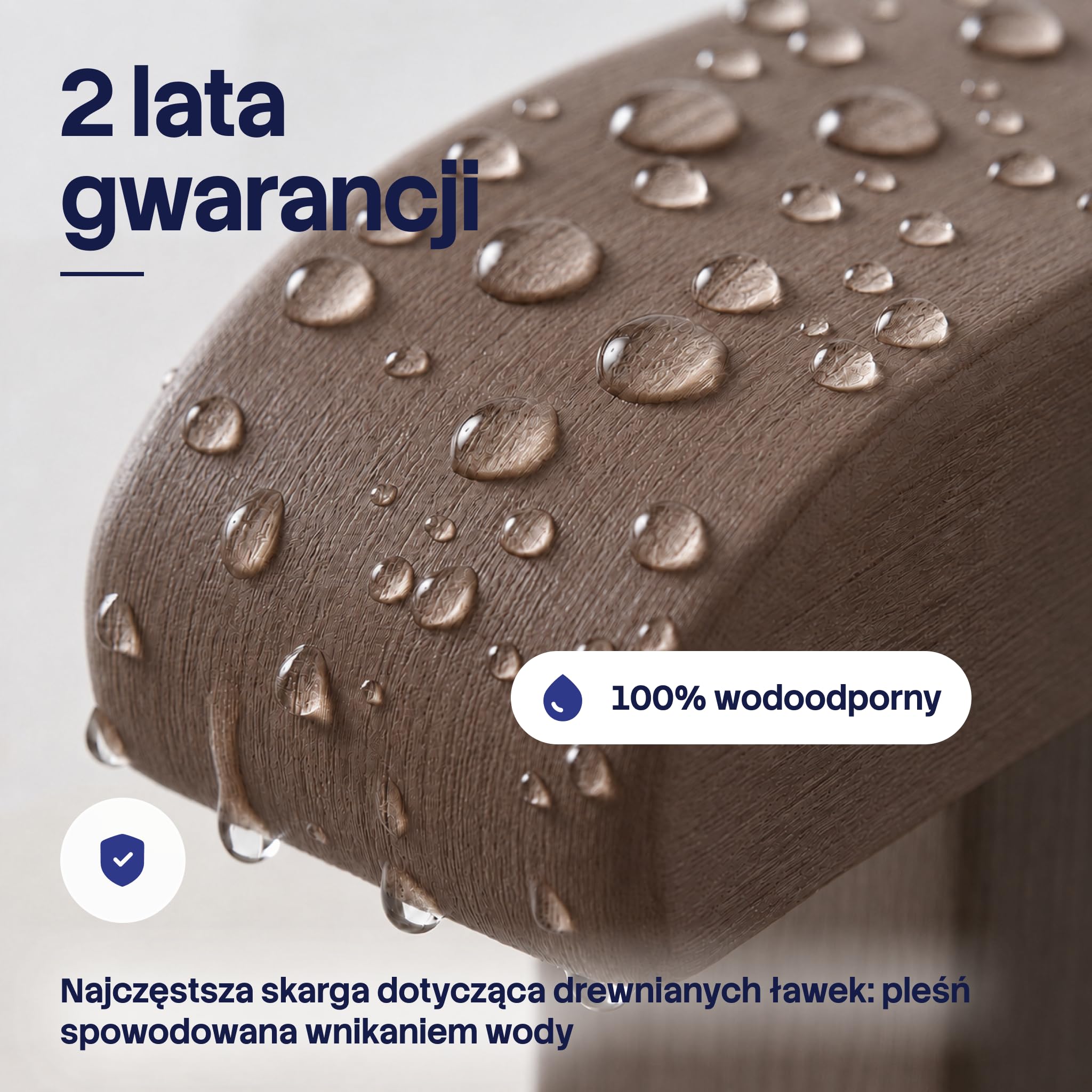 Ławka Ogrodowa 2-Osobowa z Oparciem - Odporna na Warunki - Imitacja Drewna