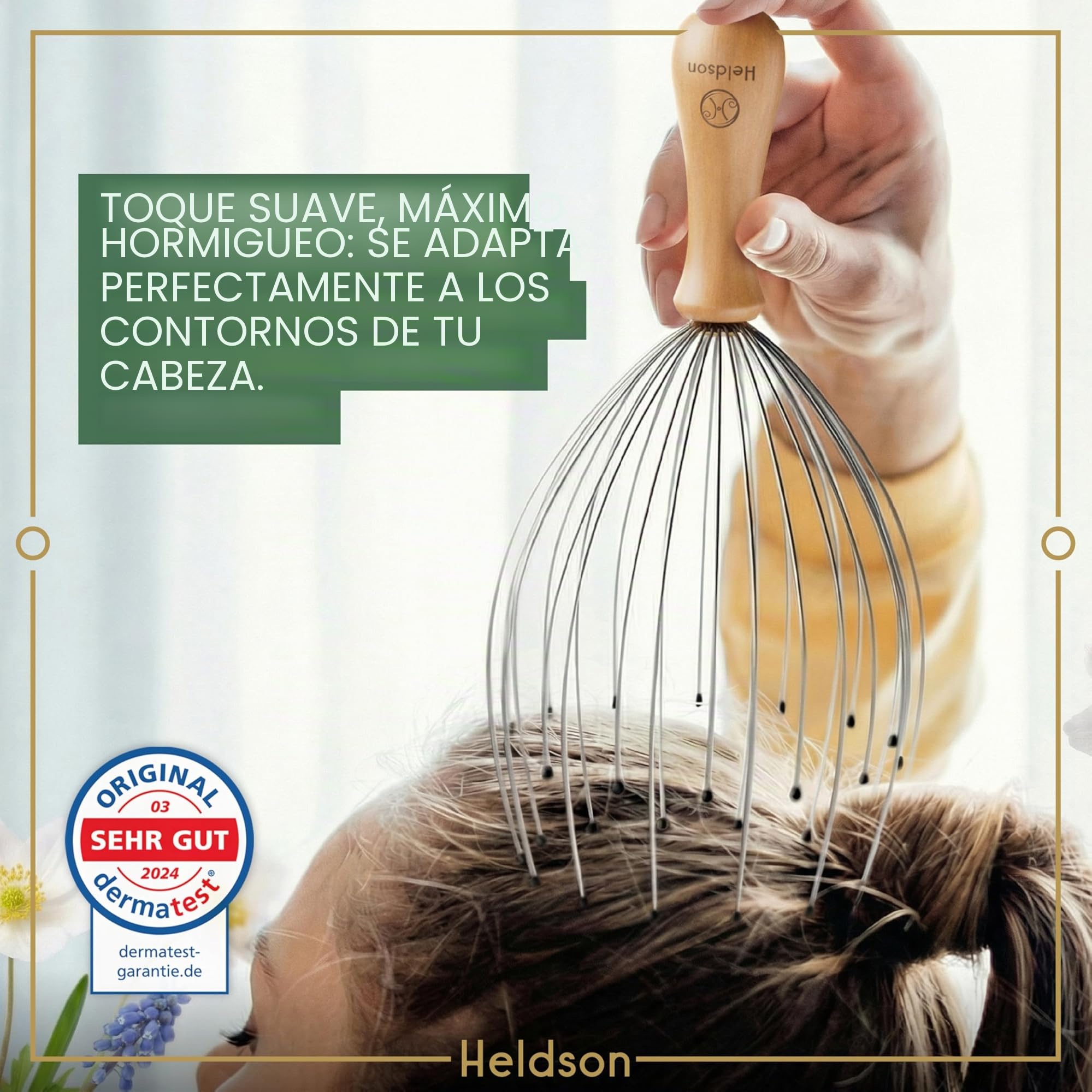 ELDSON® Masaje de cabeza de araña FSC®100%, masajeador de cabeza, masaje de cabeza y masaje de cabello, masajeador de cuero cabelludo, rascador de cabeza, regalo de bienestar