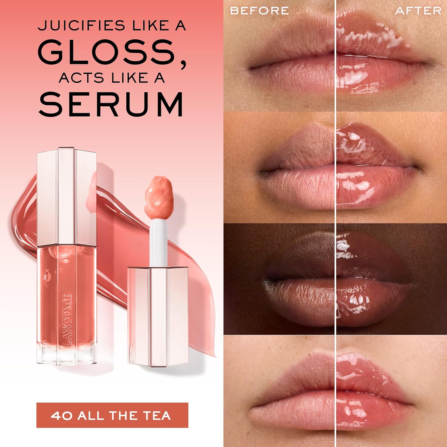 Lancôme Lip Idôle JuicyTreat Oil-in-Gloss -24HR Hydrating Gloss with Squalane for Instant Shine - Image 2