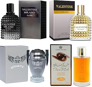 Men's Cologne Gift Set Include Valentine Milano,Valentine,Choco Musk & Invincible - 3.4 Fl Oz Each | Vanilla Bourbon, Leather & Amber Floral Fragrance | Luxury Eau de Toilette