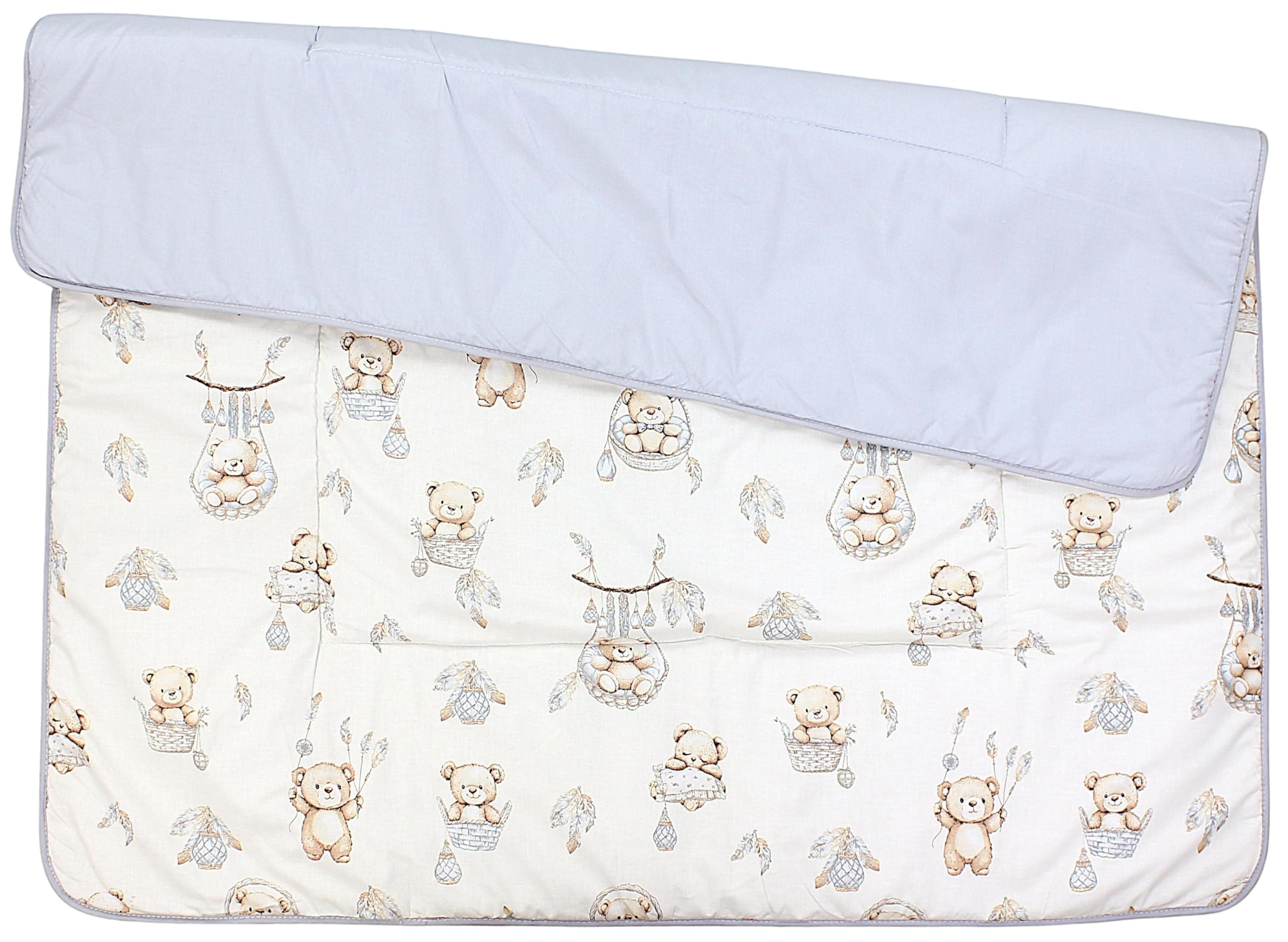 TupTam Krabbeldecke für Baby 120x120 cm - Gepolsterte Spieldecke Baby Baumwolle, XXL, OEKO-TEX, Weich & Hautfreundlich, Farbe: Teddybären in Körbchen Beige Ecru - 4