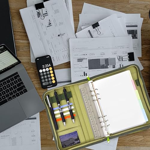 Miniatura 6 de Carpeta de anillos militar del ejército con organizador de cartera con cremallera y cubierta táctica para cuaderno para carpeta A5, planificador