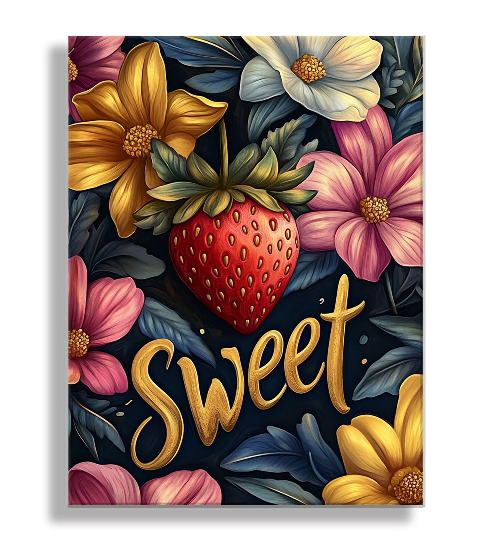 Dipingere con i Numeri Adulti fiore fragola, Quadri da Dipingere Numerati Fai Da Te per Principianti e Adultis, Olio La Pittura di Numeri Kit, Hobby Creativi Adulti, Decorazioni Casa 90x120cm Q3S-576