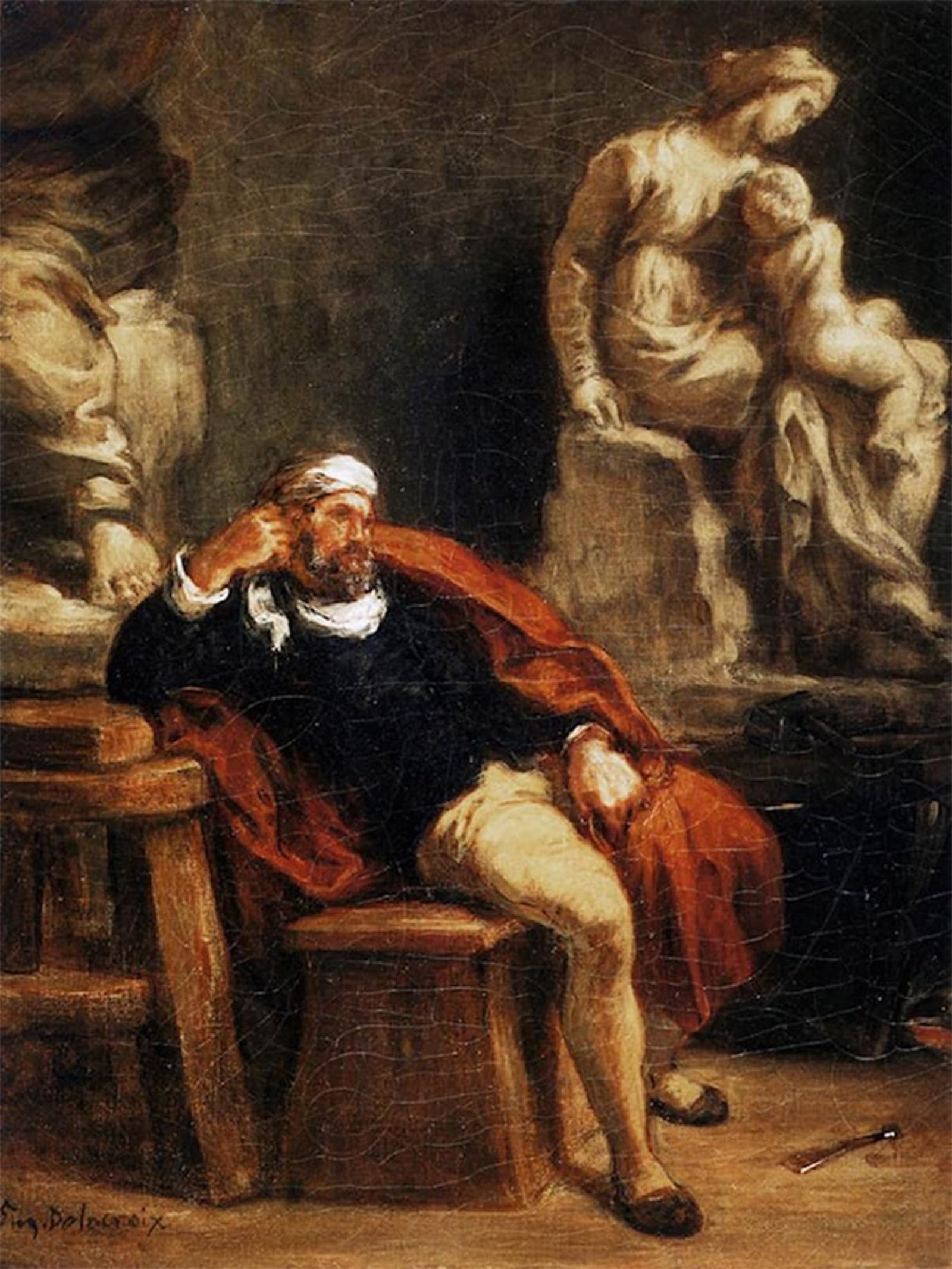 ARTXLXXBN Famous Print Painting Colorful Art Print in His Studio by Eugene Delacroix Canvas Art Decorations for Home Decor 60x90cm