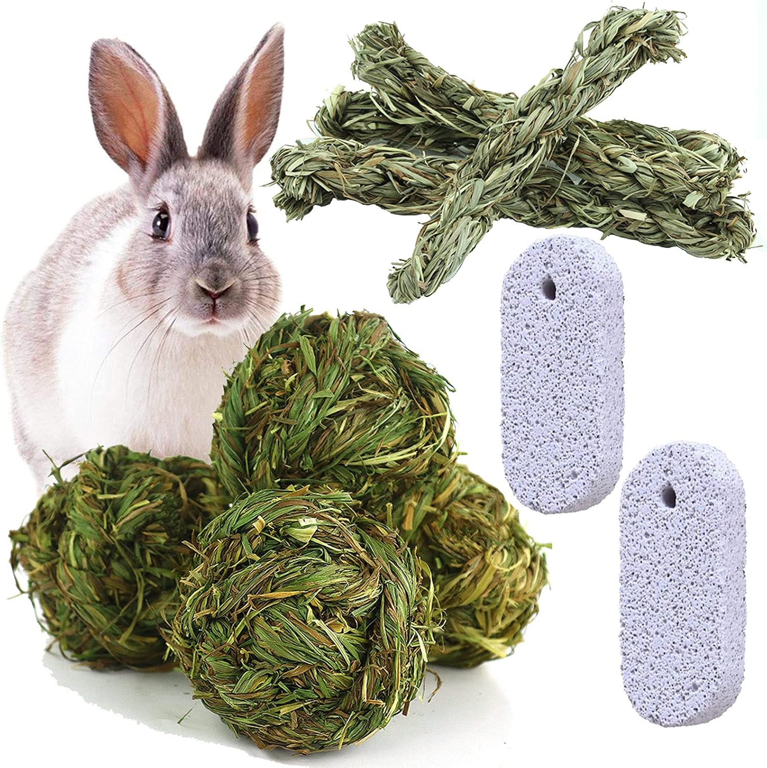 Rabbit Timothy Grass Ball Bunny Chew Toys for Teeth Guinea Pigs Woven Activity Playting for Samll Animal Dwarf Rabbit Gerbils Squirrel…