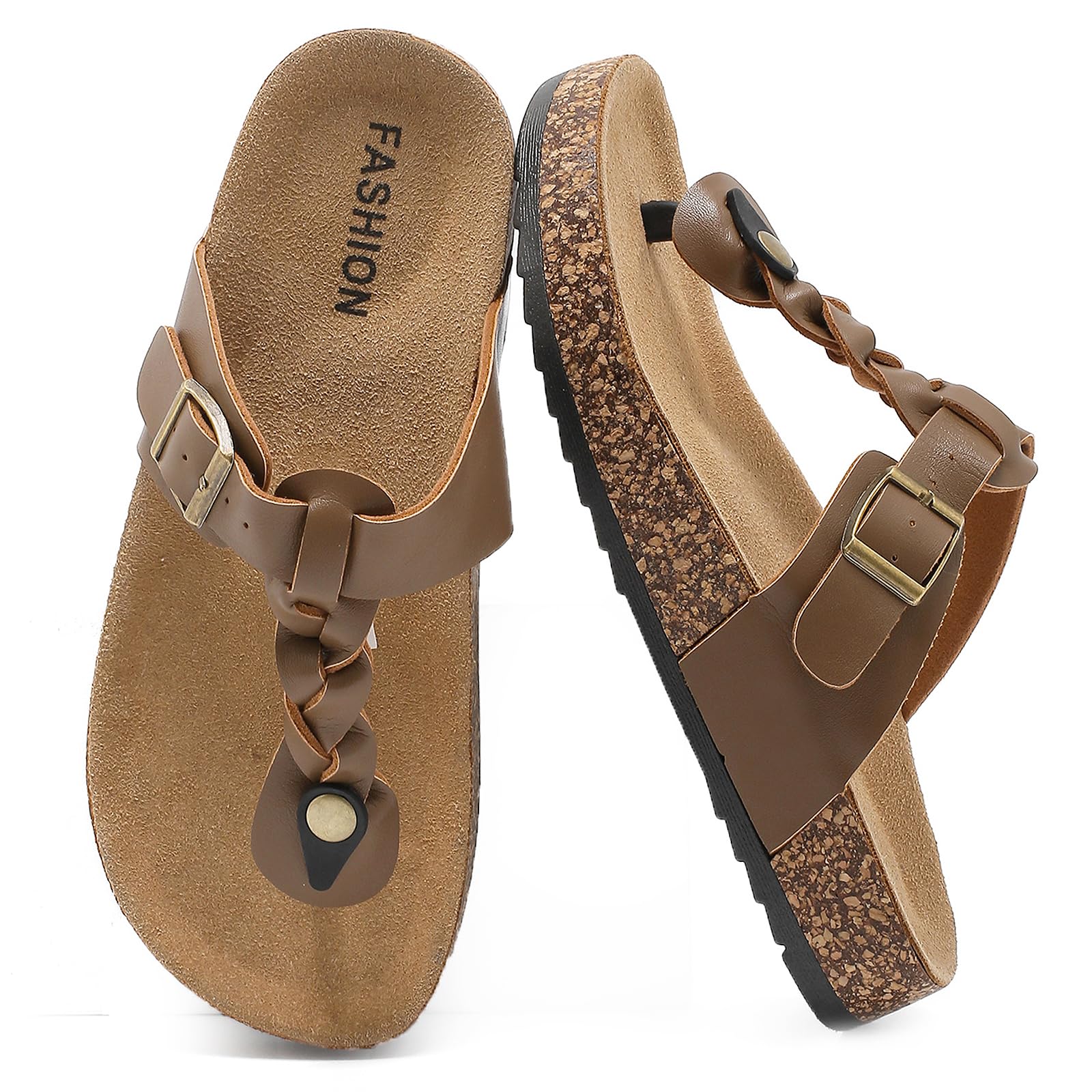 zaxunai Lässig Flach Infradito Donna, Sandali Estivi Con Suola In Sughero Unisex, Sandali Flip Flop Uomo Con Fibbia Regolabile, Pantofole Da Bagno Antiscivolo, Pantofole Comode Per Casa