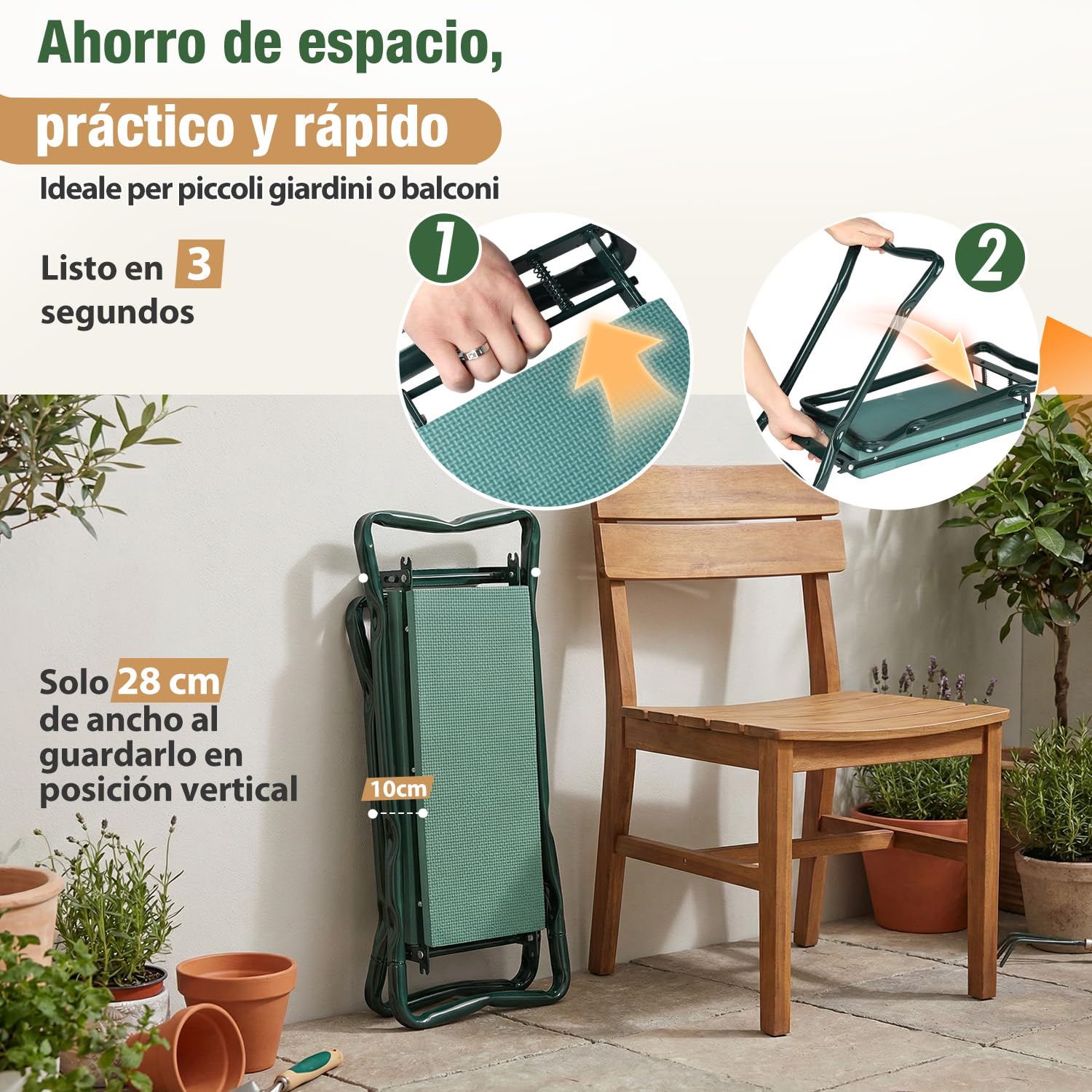 Sekey Reposarodillas Regulable en Altura para jardinería, Capacidad de Carga 160 kg, Taburete de jardín Plegable con Bolsillos para Herramientas, Ayuda para Rodillas para jardinería, 60 x 50 x 28 cm