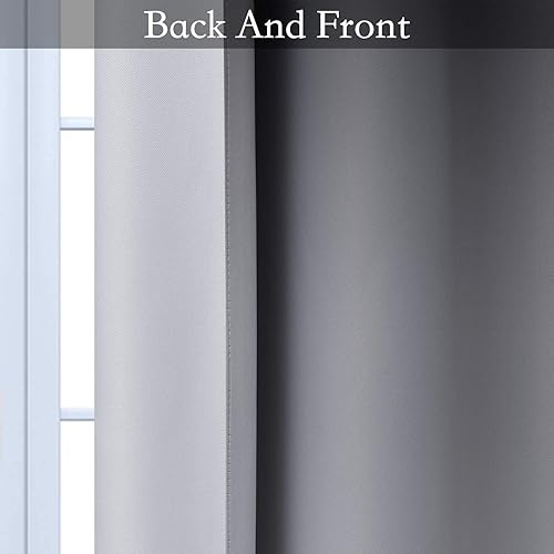 Miniatura 4 de SimpleHome Cortinas para bloqueo de luz con aislamiento térmico y ojales, para oscurecer la habitación, 2 paneles, 52 x 84 pulgadas de largo,