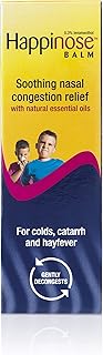 Happinose Balm Nasal Decongestant with Essential Oils for Colds, Catarrh and Hay Fever, 14g