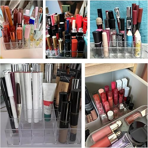 Miniatura 6 de Tecbeauty Soporte para Lápiz Labial, 24 Ranuras Organizador de Lápiz Labial Transparente Acrílico Exhibidor de Almacenamiento de Brillo Labial,